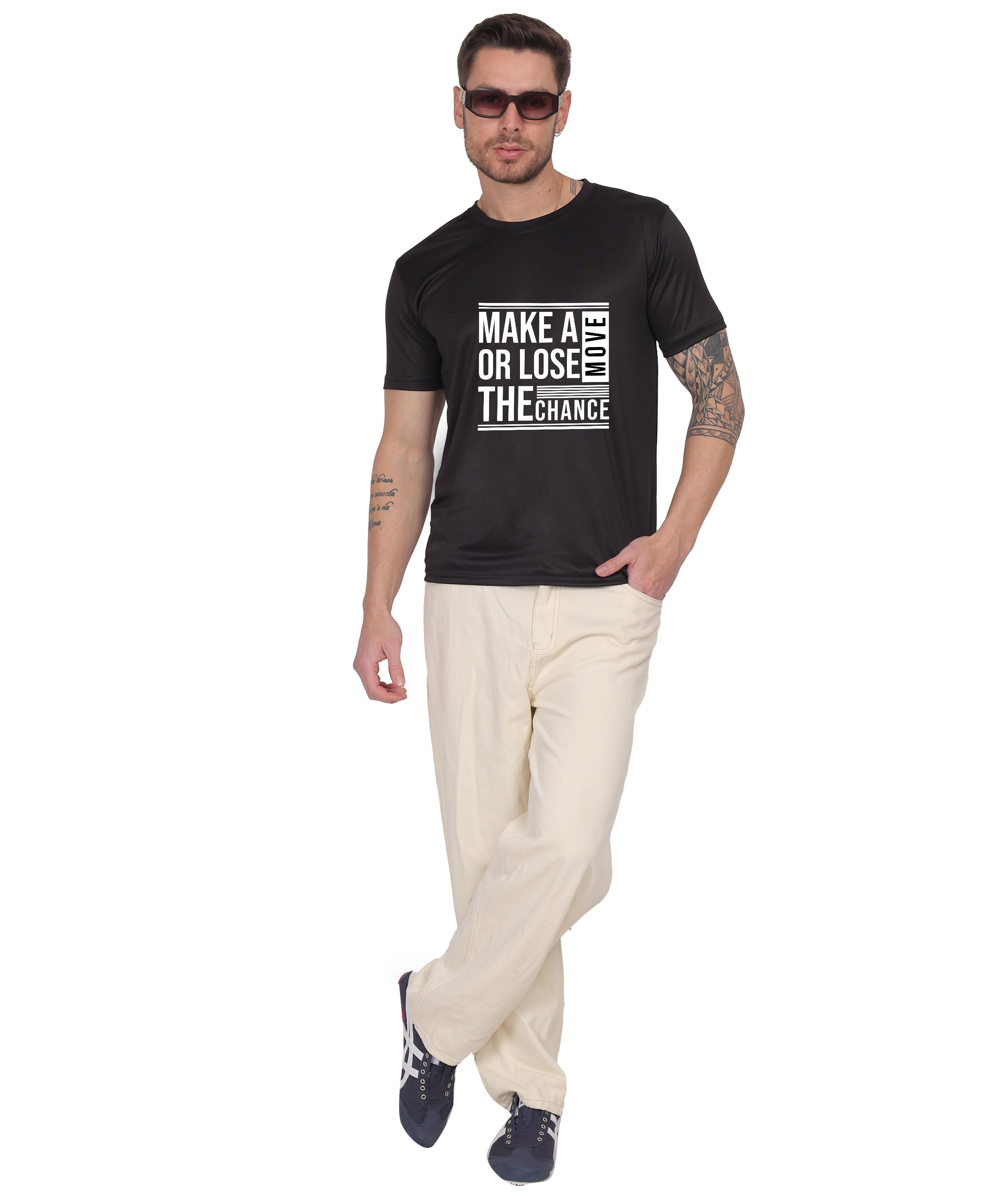 Motivational Graphic T-Shirt, Cotton Blend, Short Sleeve, Regular Fit, Make A Move Design