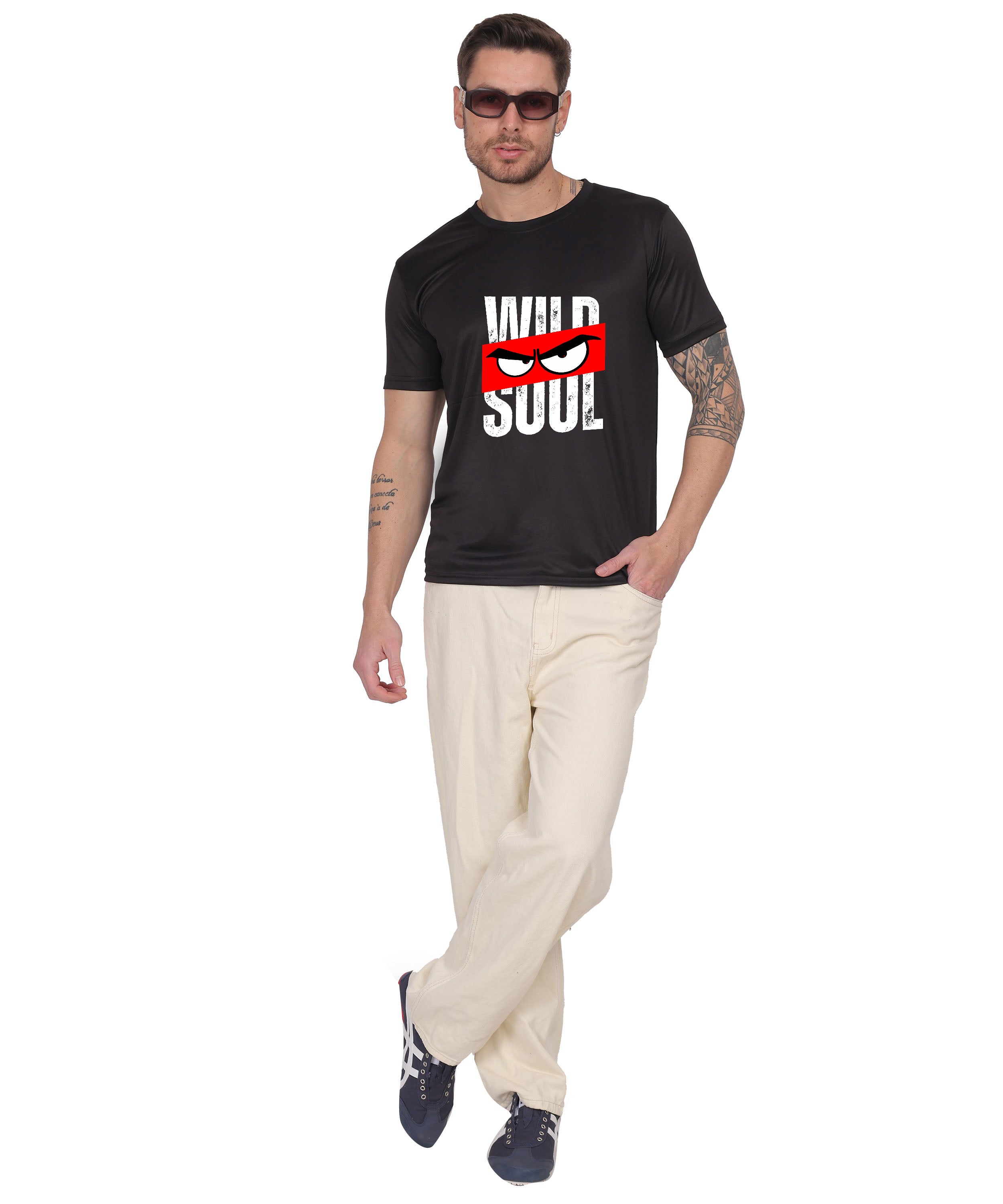 Graphic Print T-Shirt, Cotton, Angry Eyes Design