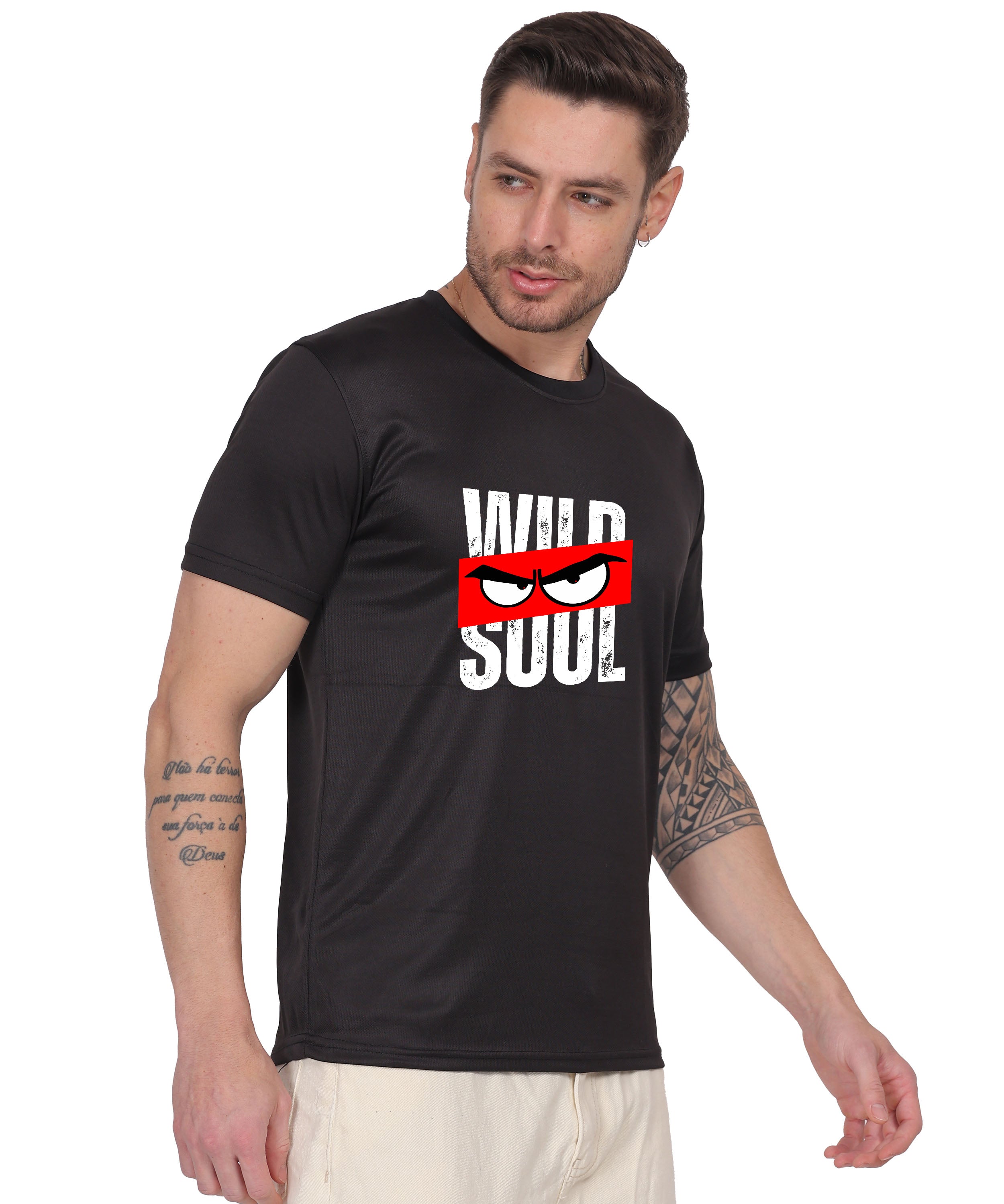 Graphic Print T-Shirt, Cotton, Angry Eyes Design