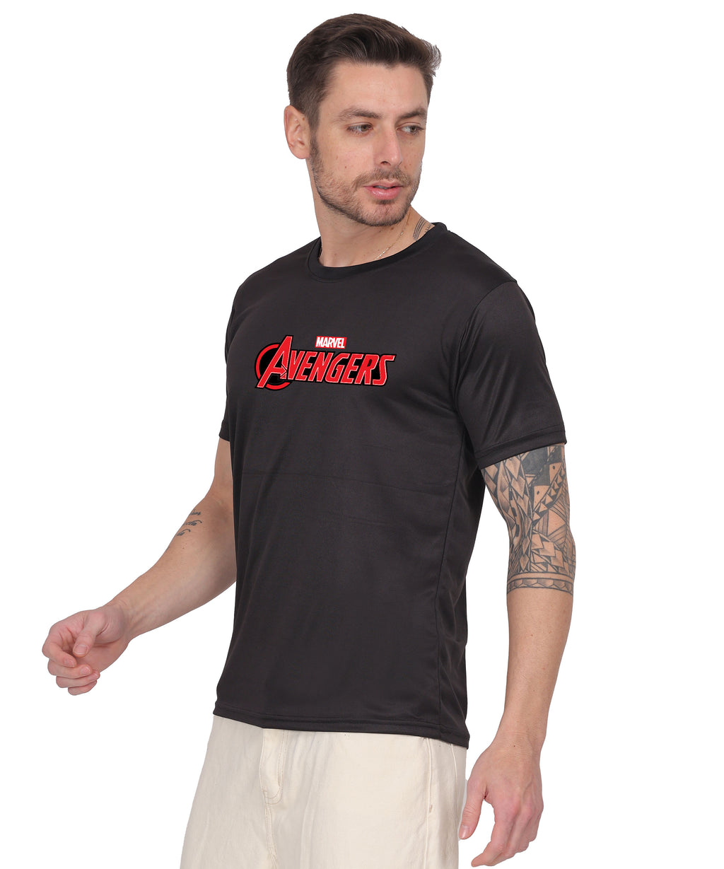 Avengers Graphic Print Cotton T-Shirt, Black, Round Neck, Short Sleeve, Casual Wear