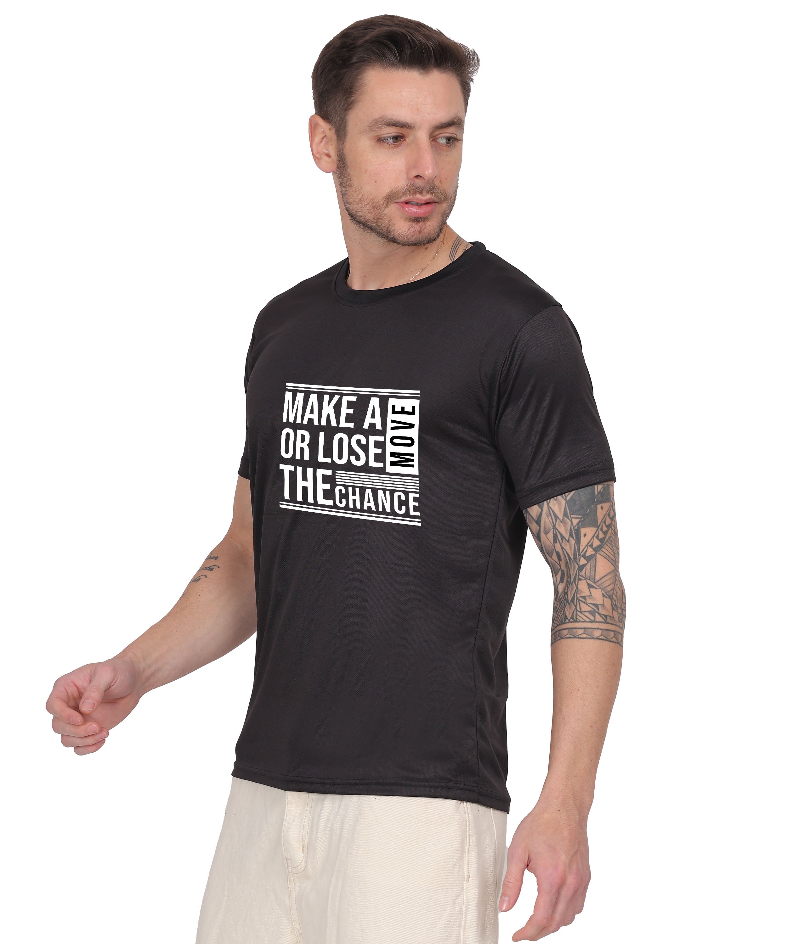 Motivational Graphic T-Shirt, Cotton Blend, Short Sleeve, Regular Fit, Make A Move Design