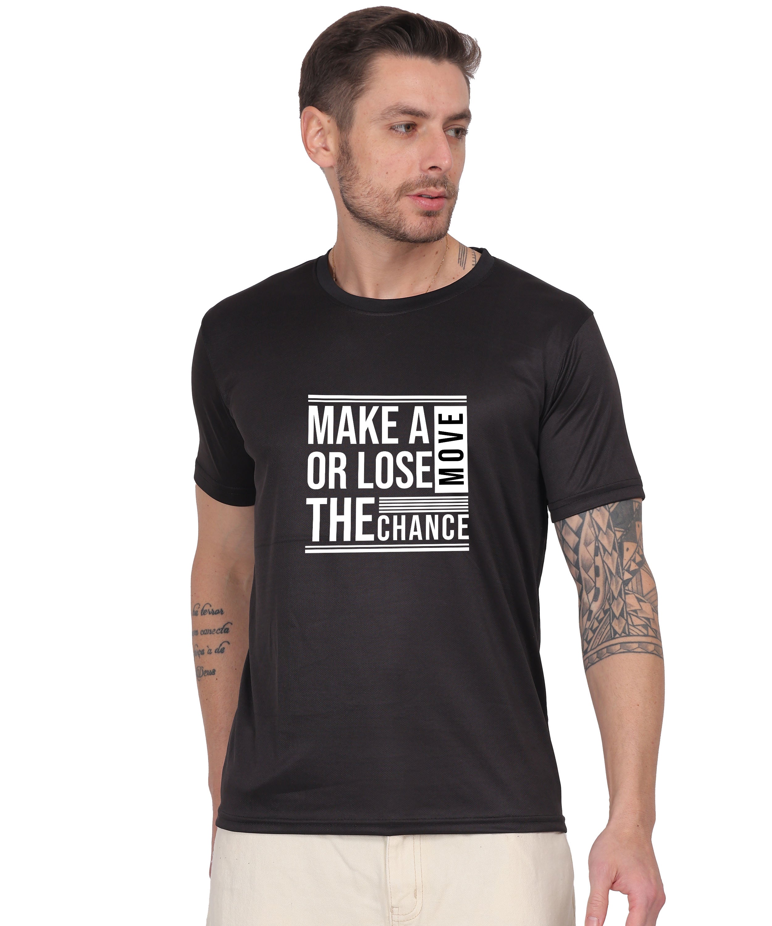 Motivational Graphic T-Shirt, Cotton Blend, Short Sleeve, Regular Fit, Make A Move Design