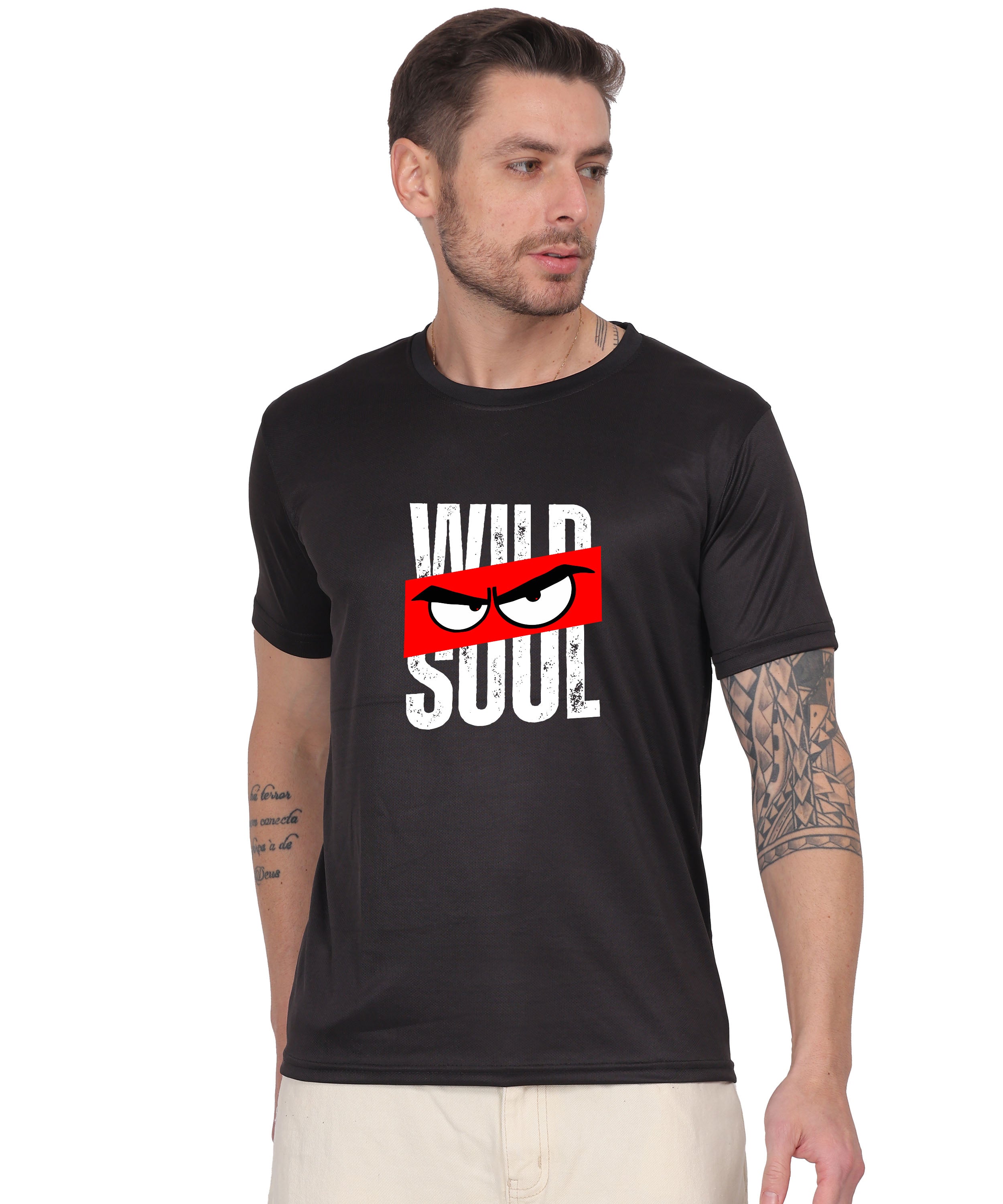 Graphic Print T-Shirt, Cotton, Angry Eyes Design