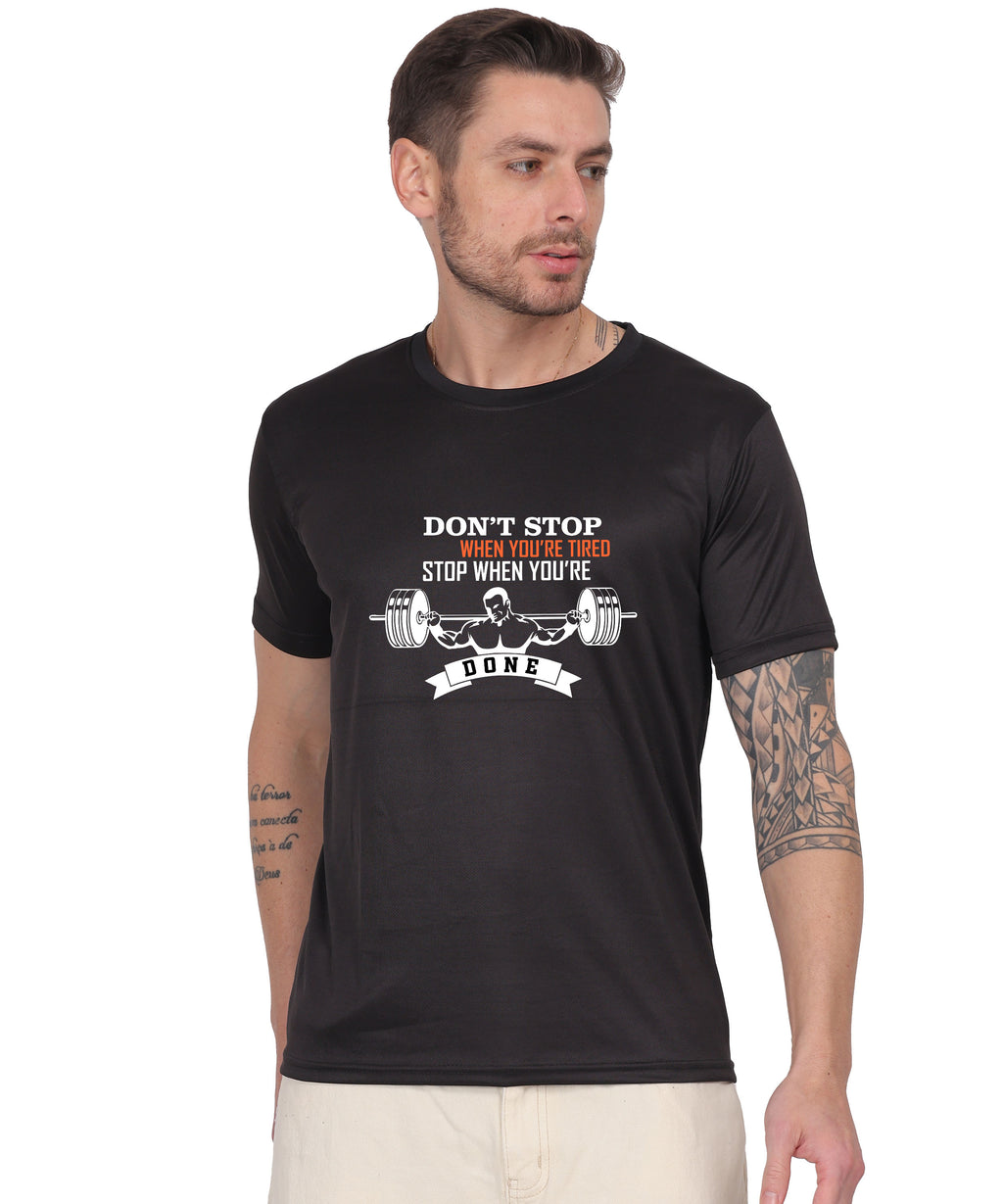 Motivational Gym Workout T-Shirt, Cotton, Short Sleeve, Regular Fit, Barbell Design