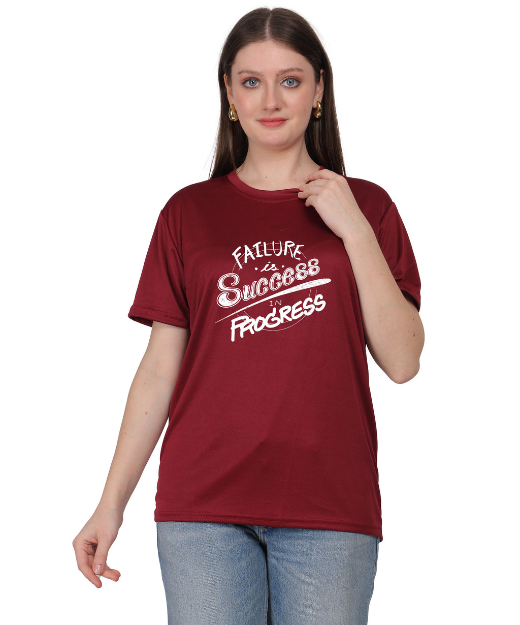 Failure is Success in Progress Graphic T-Shirt, Black Cotton, Round Neck, Short Sleeve