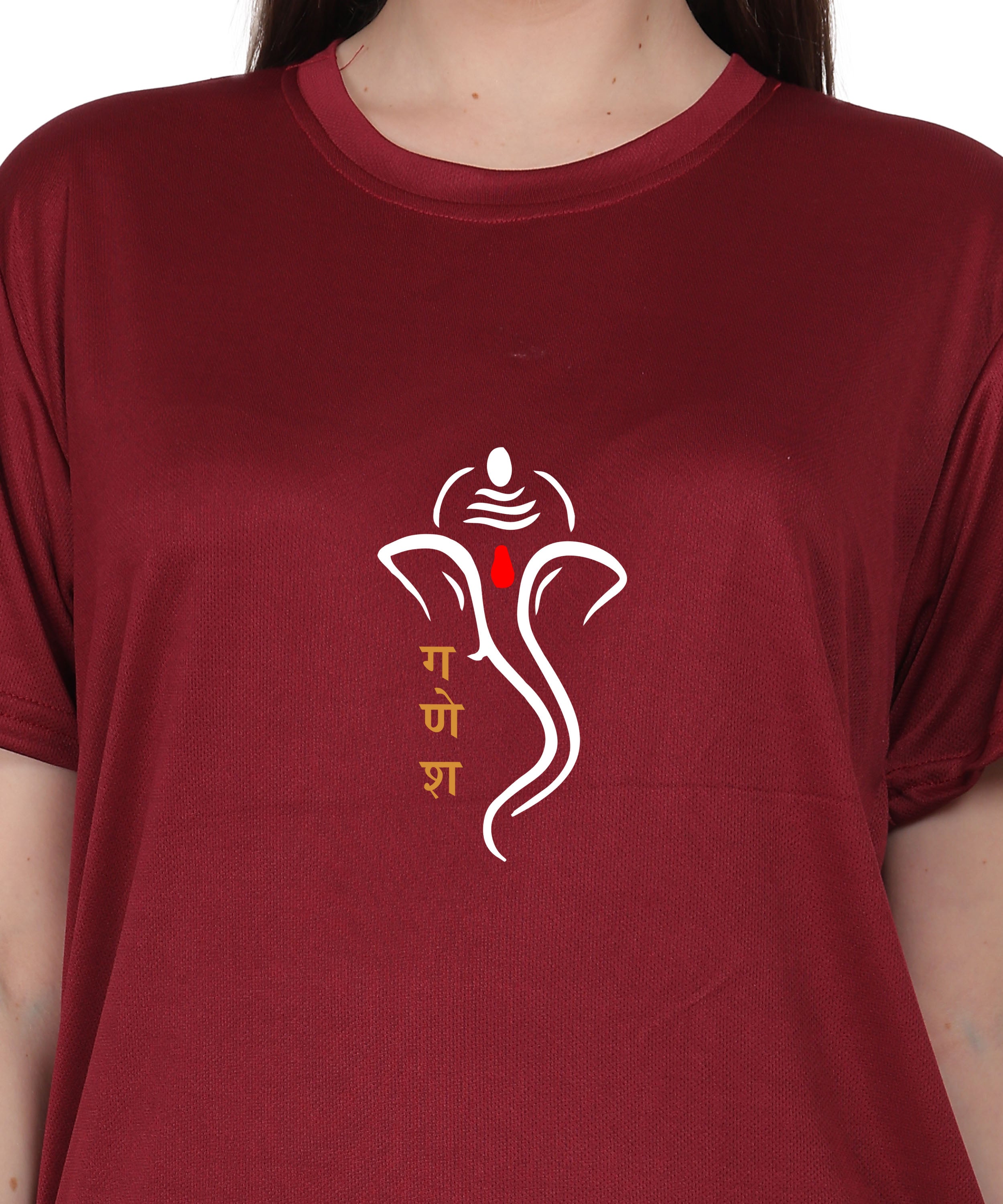 Ganesh Print T-Shirt, Cotton, Round Neck, Short Sleeve, Regular Fit