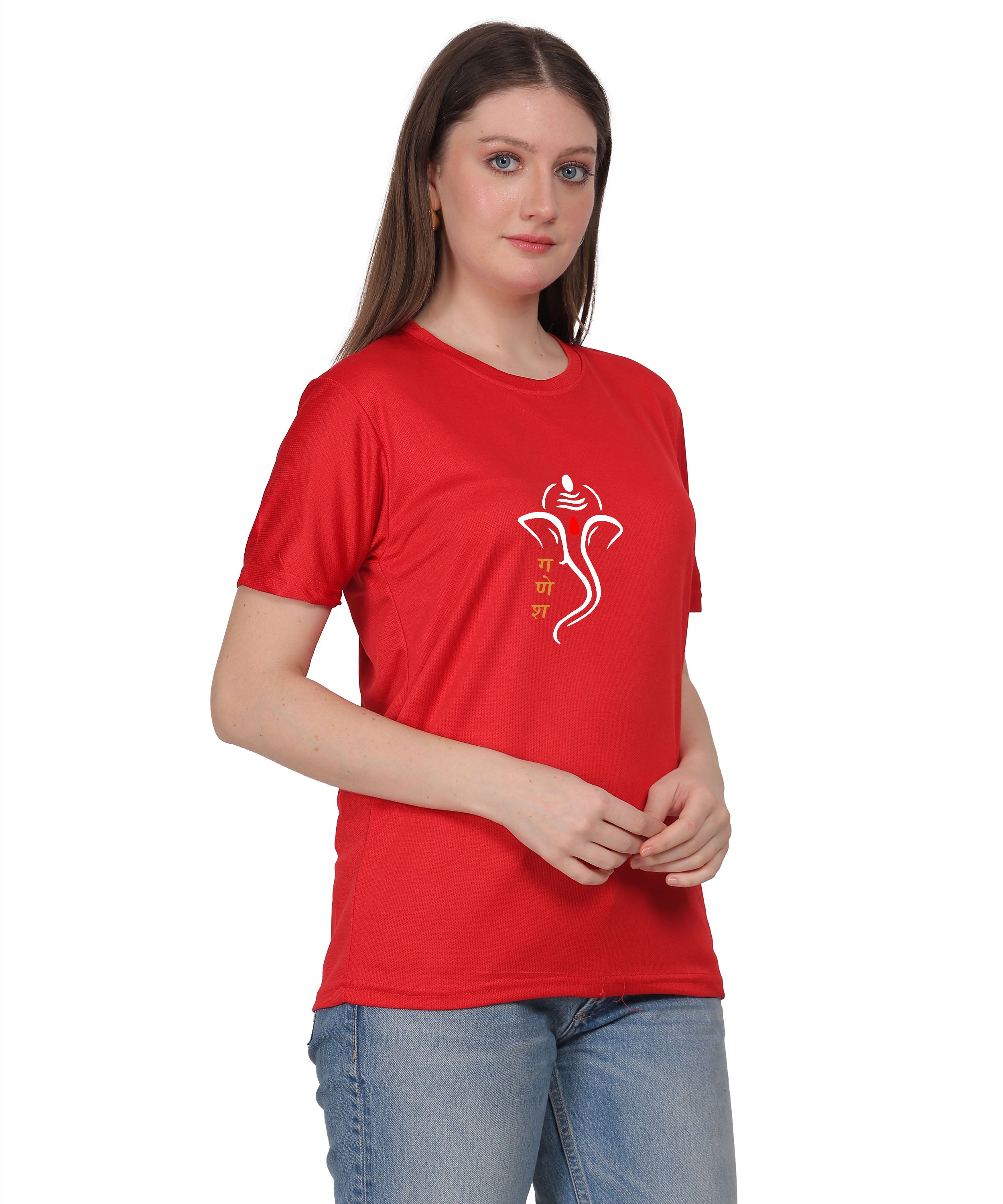 Ganesh Print T-Shirt, Cotton, Round Neck, Short Sleeve, Regular Fit