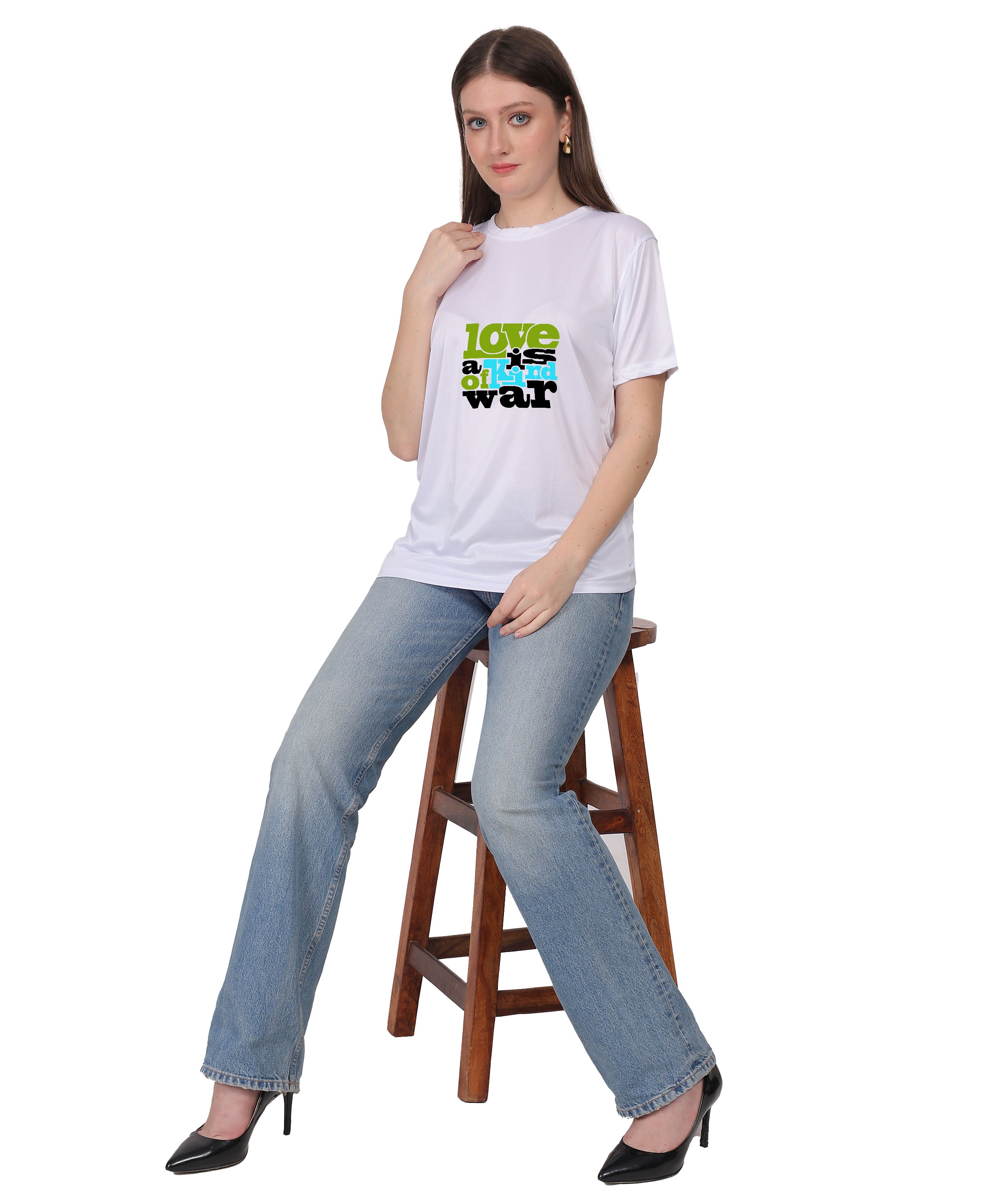 Love is a Kind of War Graphic T-Shirt, Black Cotton Blend, Short Sleeve Crew Neck, Regular Fit