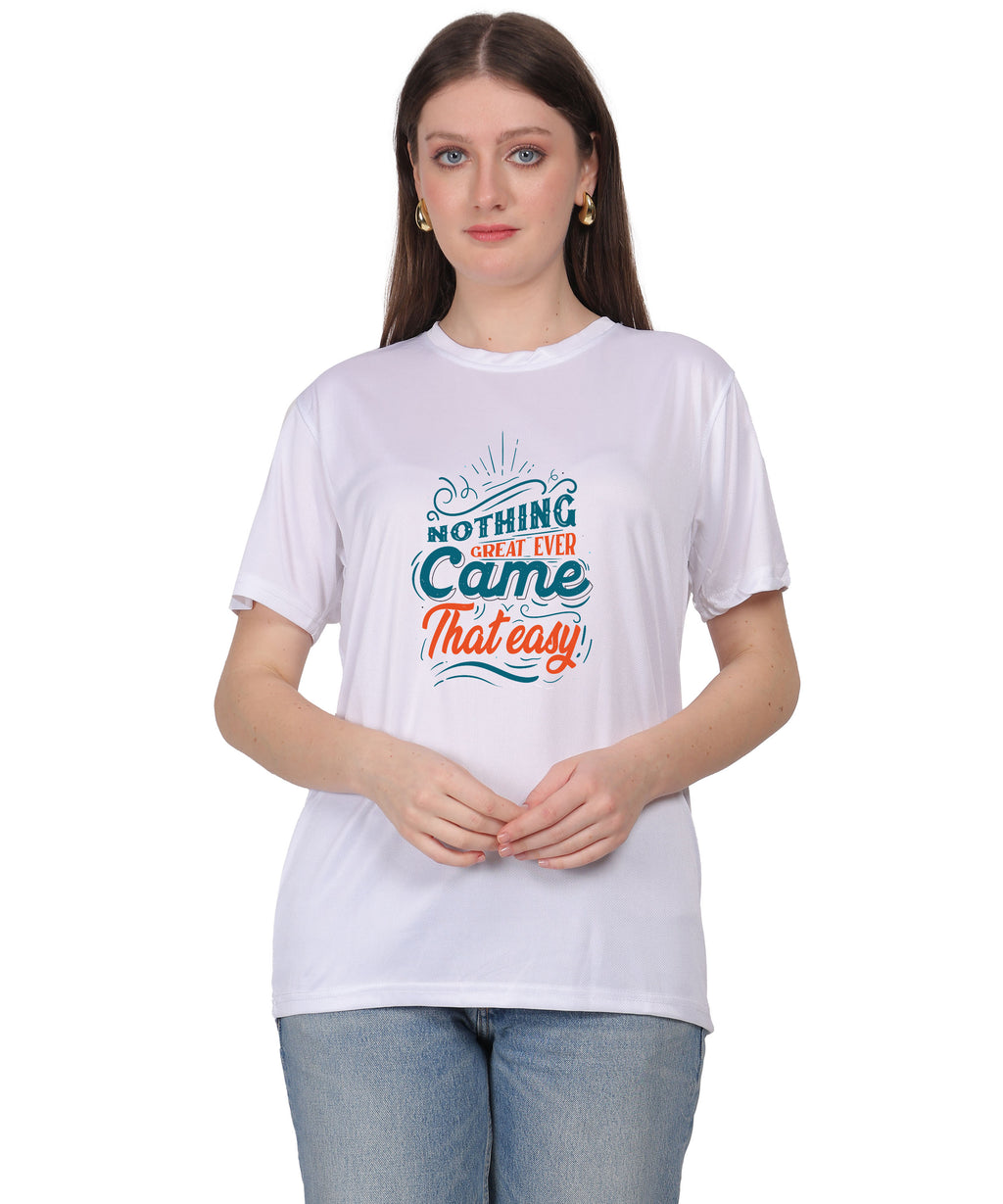 Generic Cotton Graphic T-Shirt, Black, Regular Fit, Short Sleeve, Crew Neck, 'Nothing Great Ever Came That Easy' Print