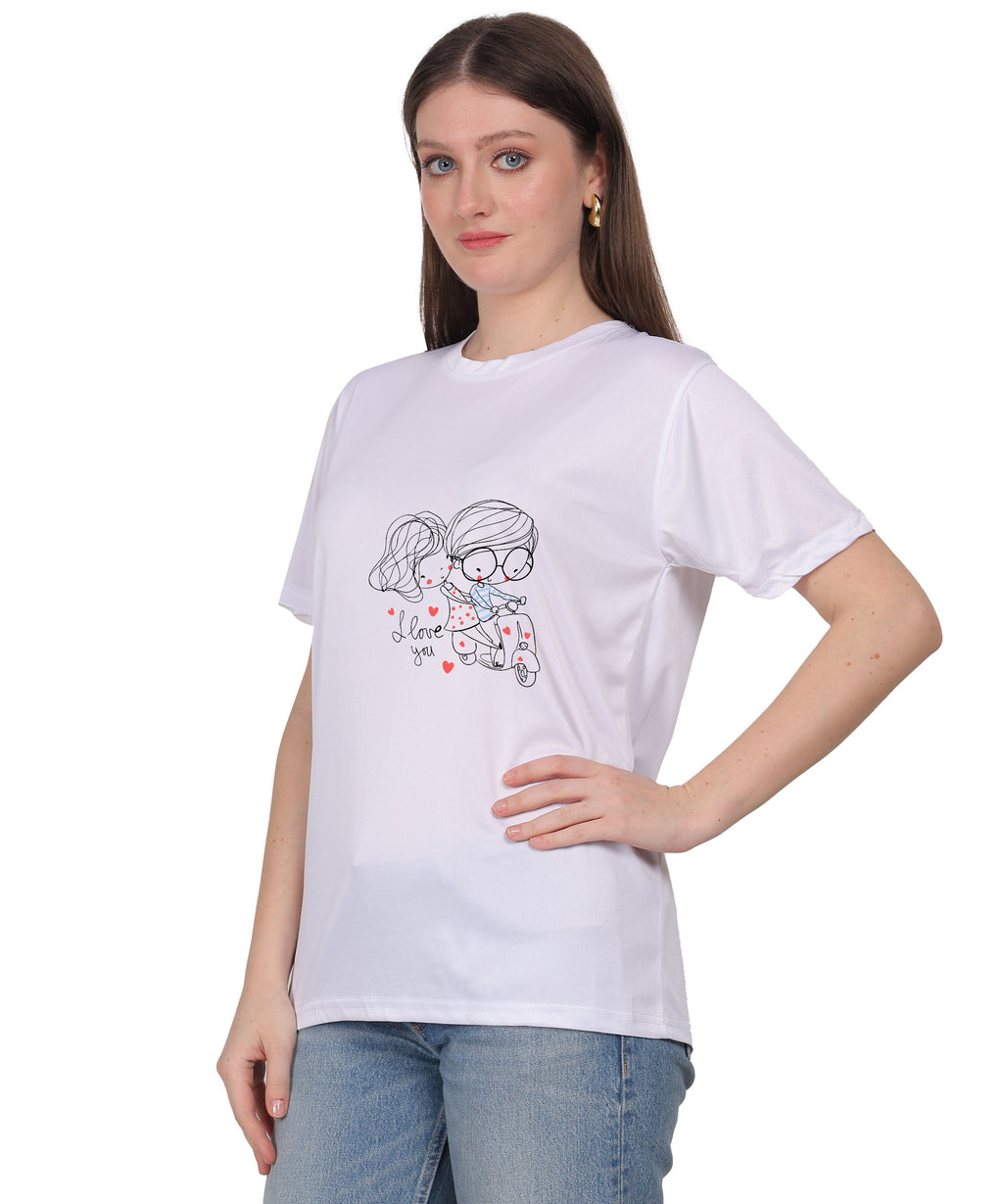 Love Graphic Print Cotton T-Shirt, Black, Round Neck, Short Sleeve, Casual Wear
