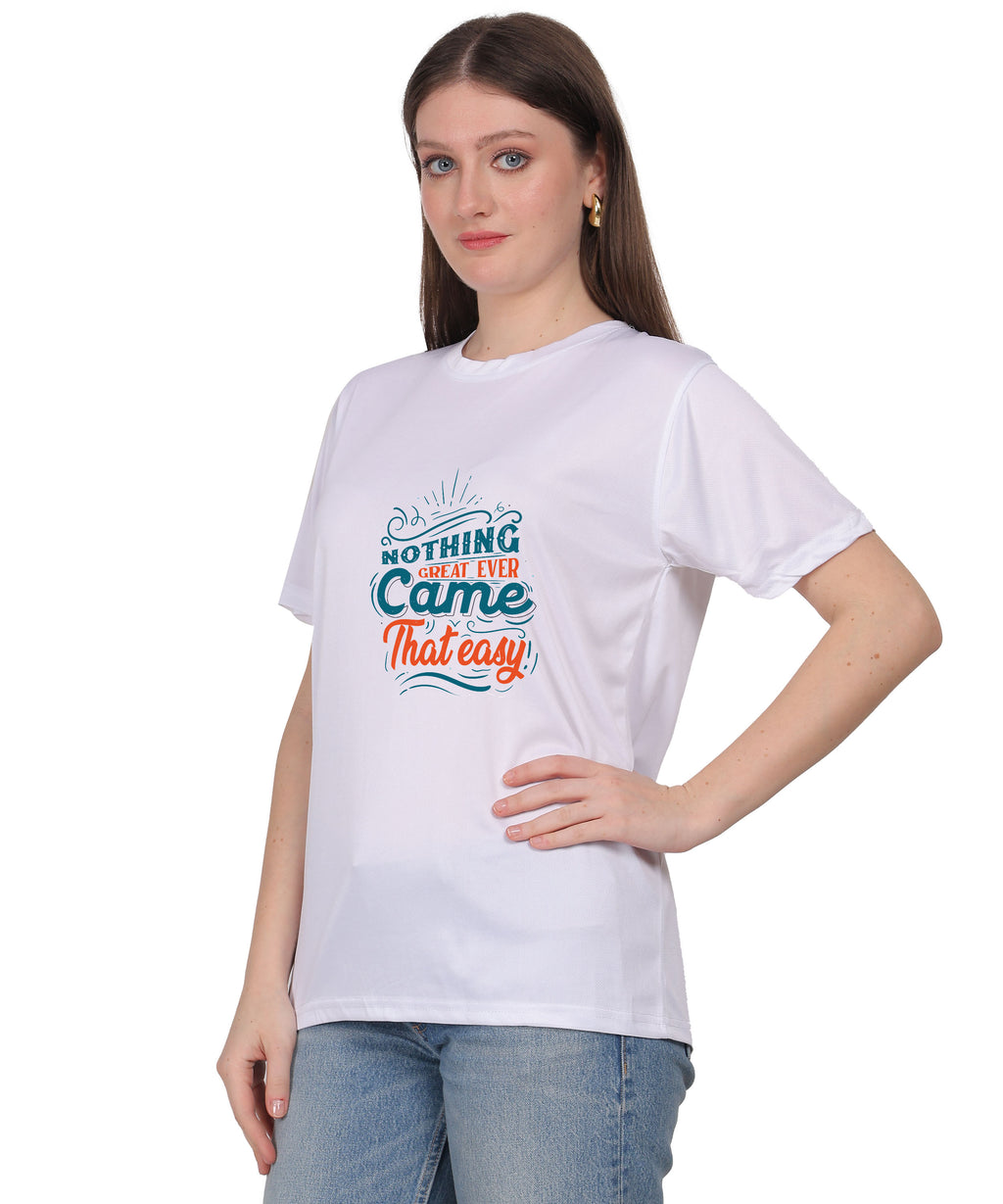 Generic Cotton Graphic T-Shirt, Black, Regular Fit, Short Sleeve, Crew Neck, 'Nothing Great Ever Came That Easy' Print