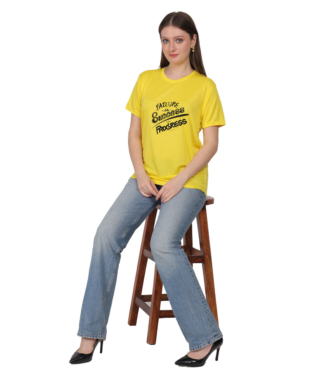 Failure is Success in Progress Graphic T-Shirt, Black Cotton, Round Neck, Short Sleeve