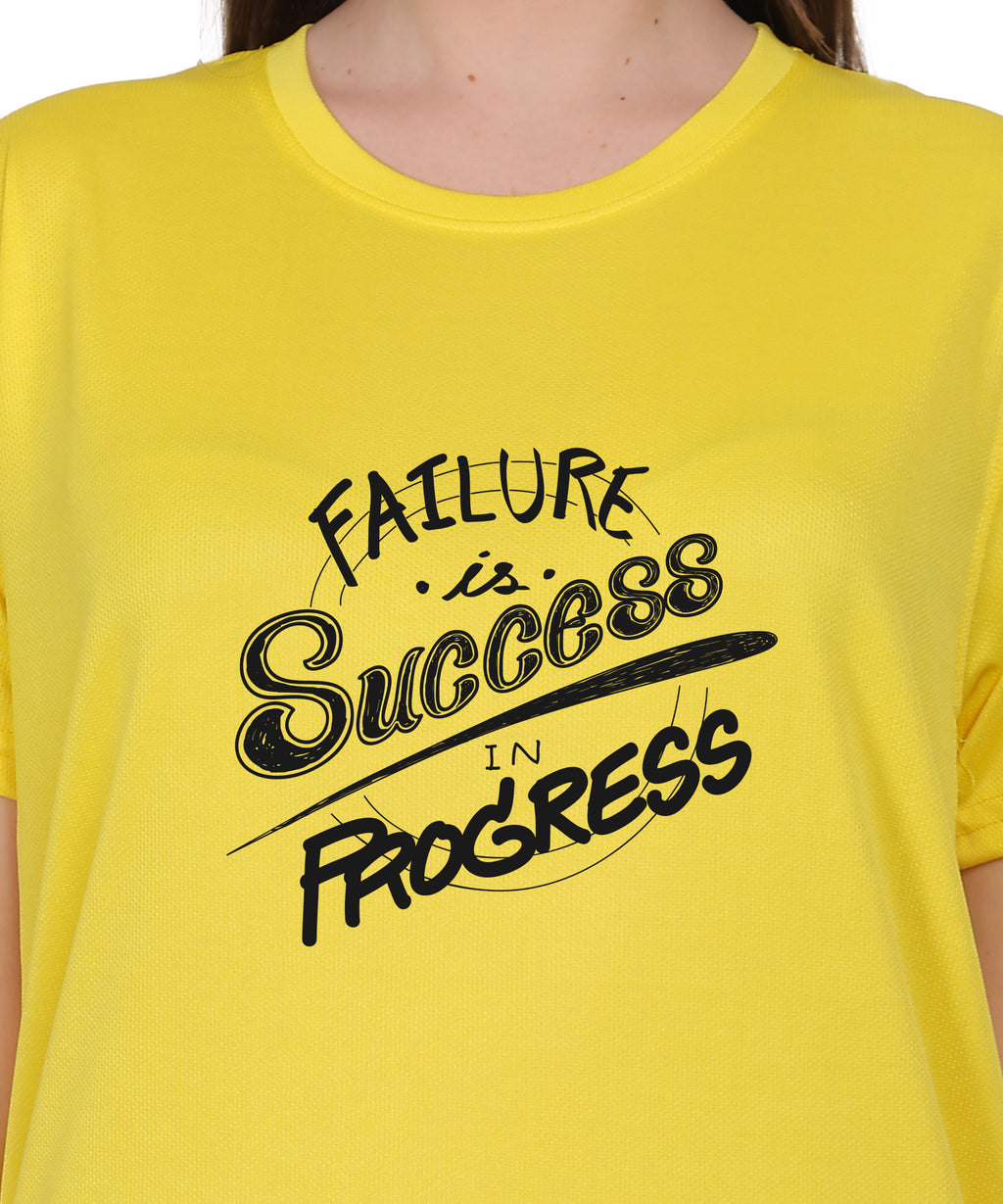 Failure is Success in Progress Graphic T-Shirt, Black Cotton, Round Neck, Short Sleeve