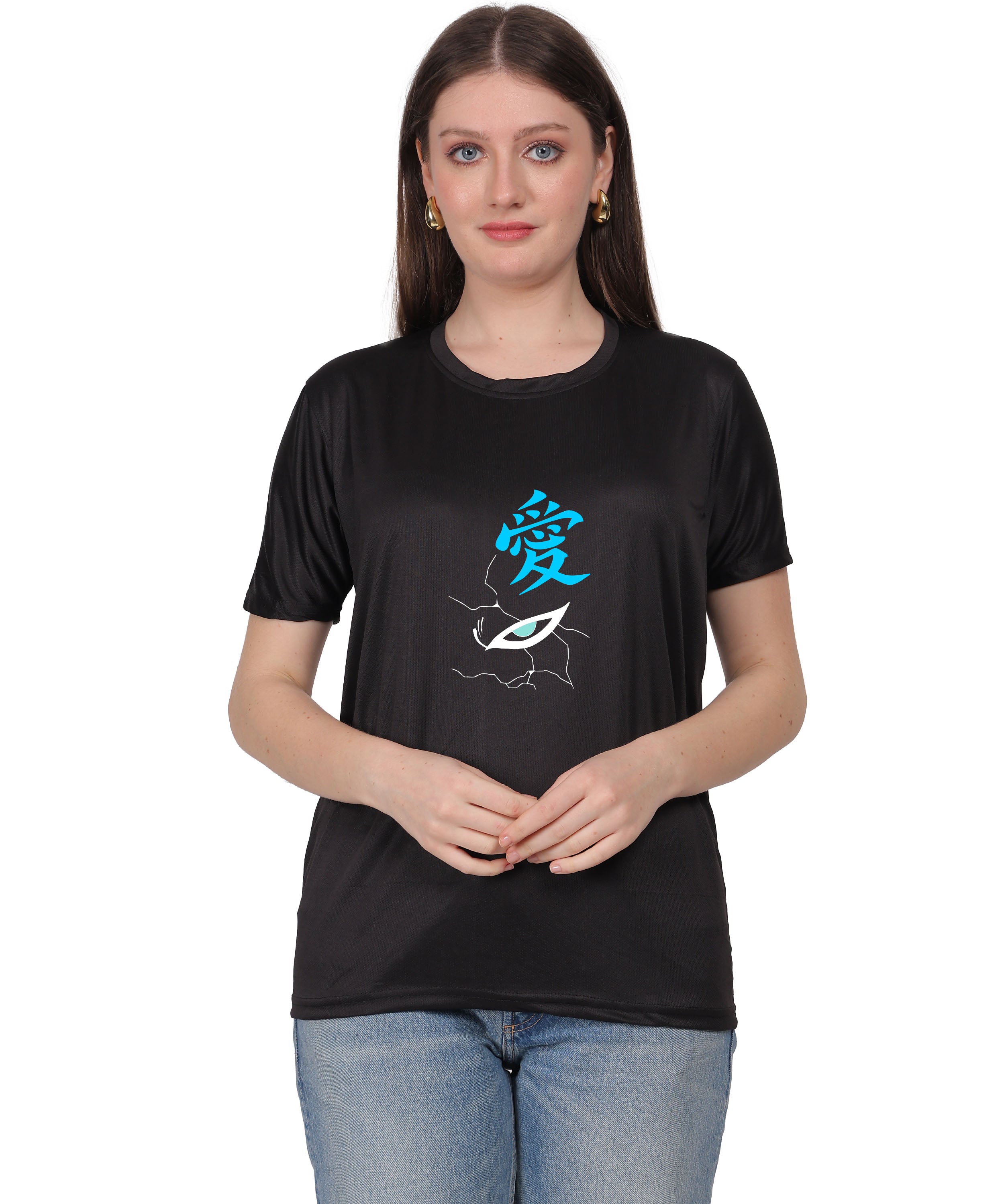 Generic Hooded Figure Graphic T-Shirt, Black Cotton, Short Sleeve, Regular Fit, Crew Neck