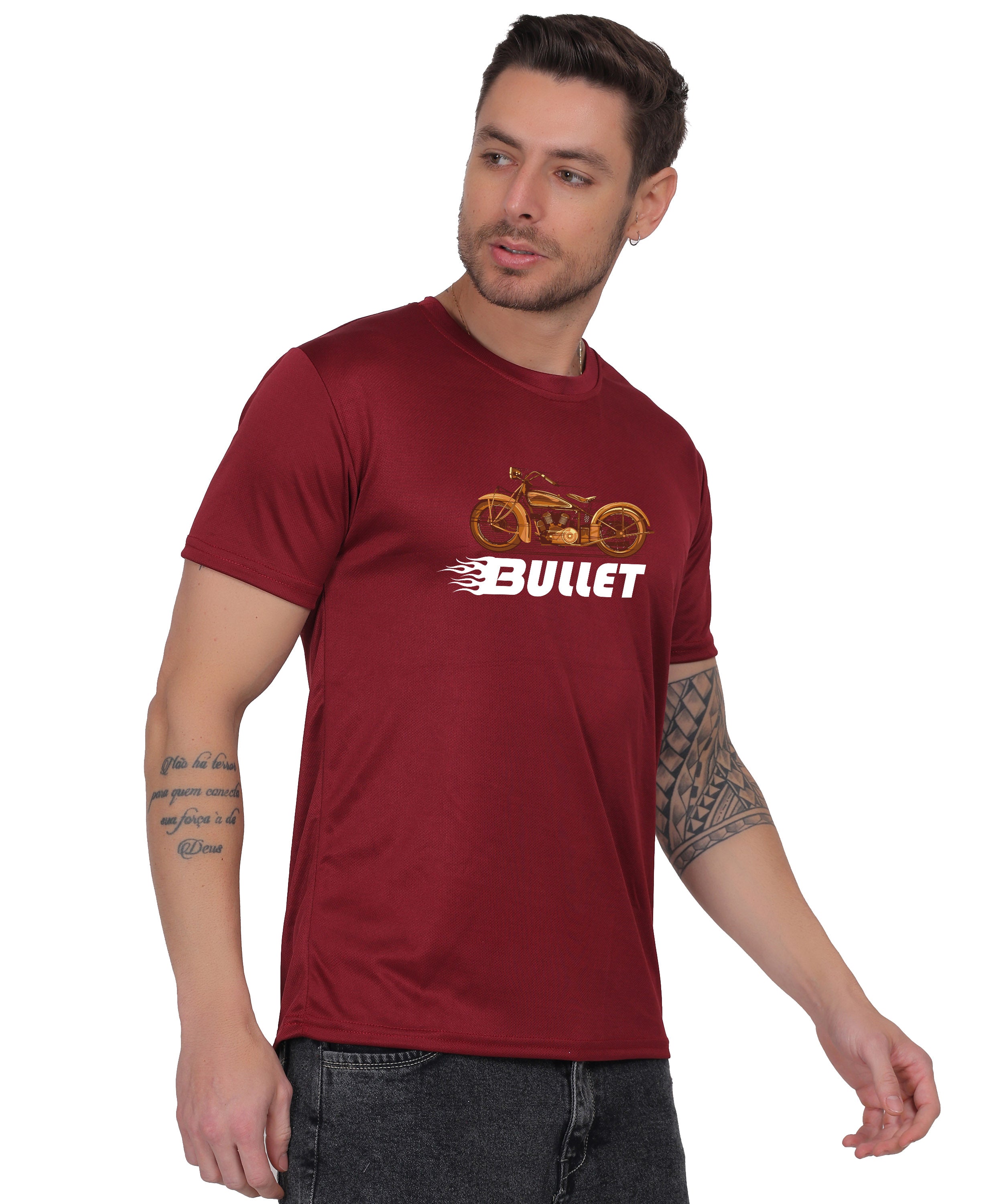 Religious Graphic T-Shirt, Cotton Blend, Short Sleeve Crew Neck, Bullet Design