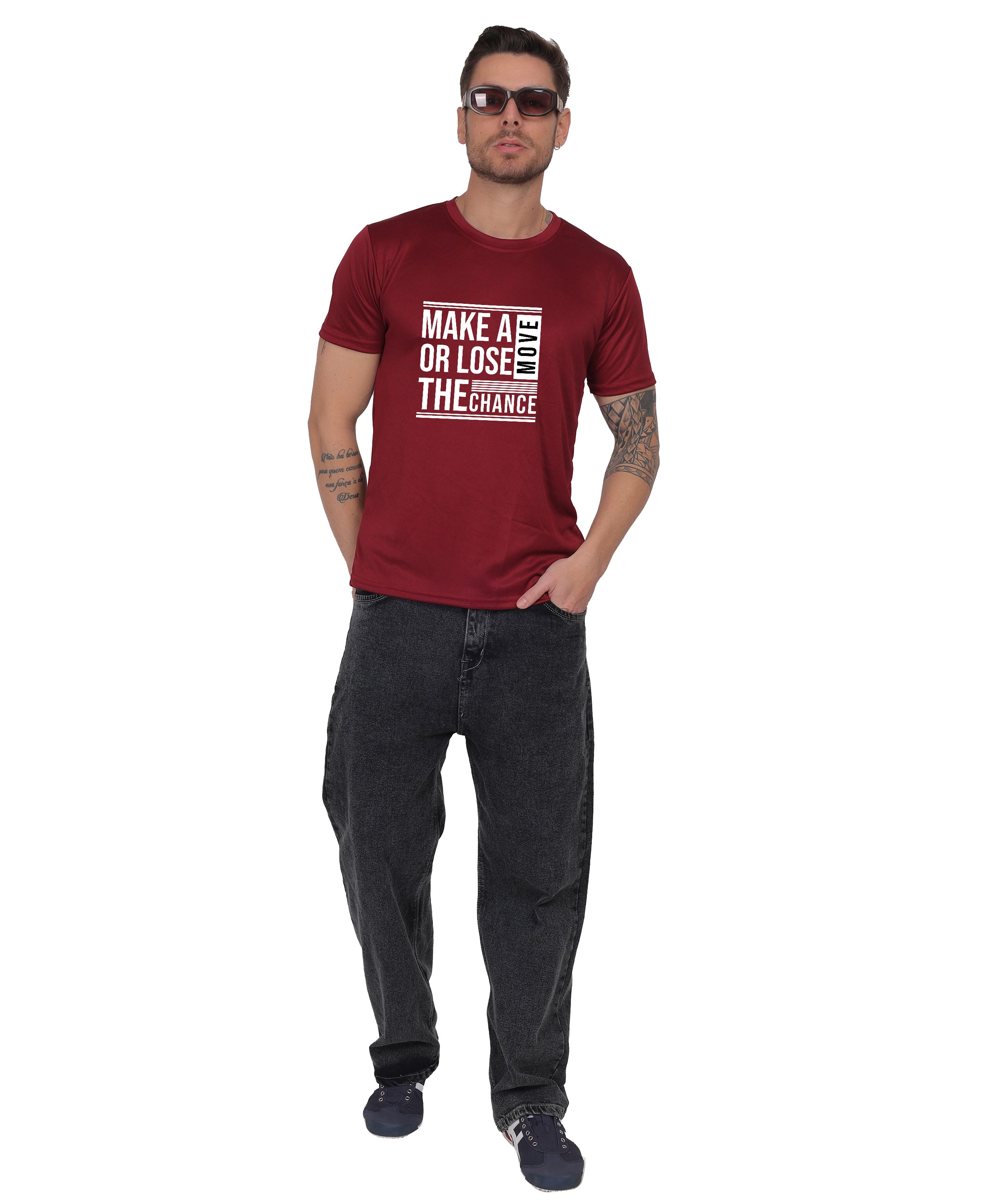 Motivational Graphic T-Shirt, Cotton Blend, Short Sleeve, Regular Fit, Make A Move Design