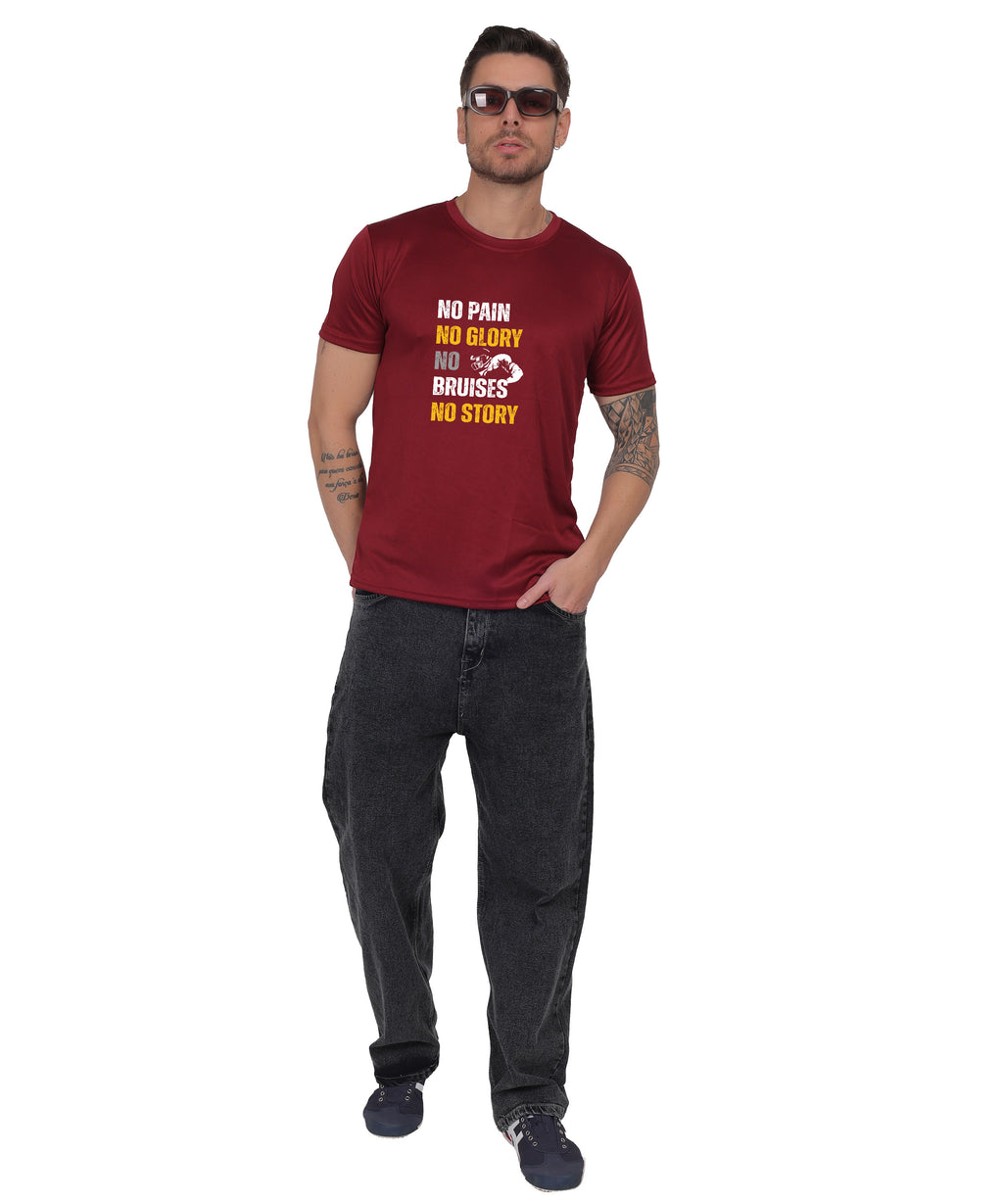 No Pain No Glory Soccer T-Shirt, Red, Short Sleeve Graphic Design, Athletic Casual Wear
