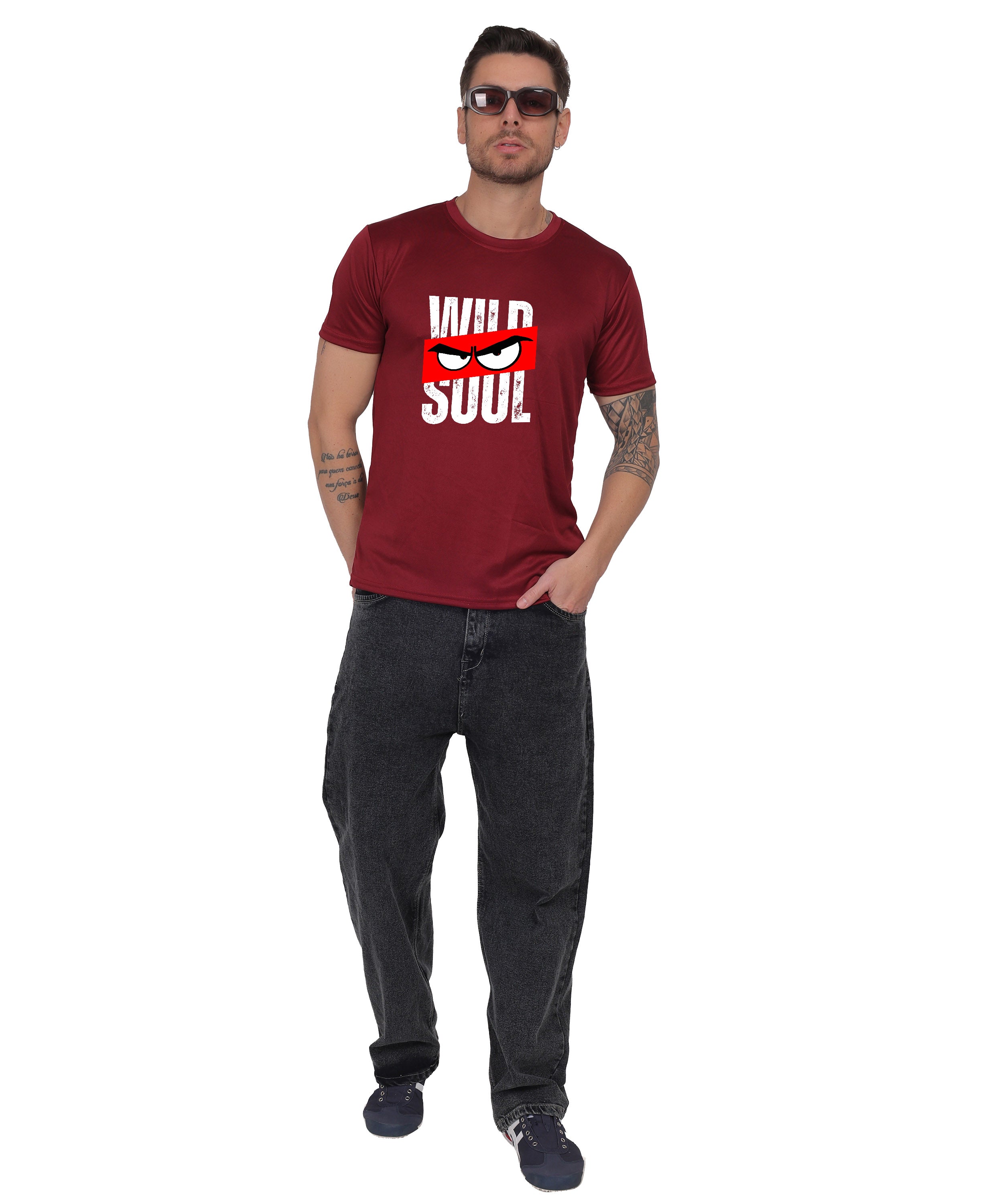 Graphic Print T-Shirt, Cotton, Angry Eyes Design