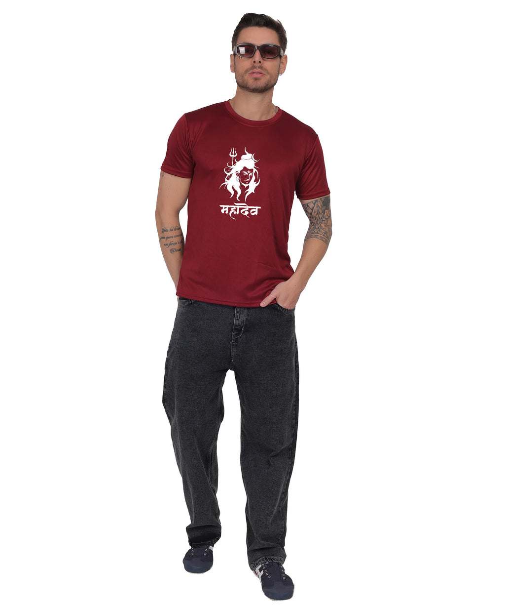 Mahadev Graphic Print Cotton T-Shirt, Round Neck, Short Sleeve