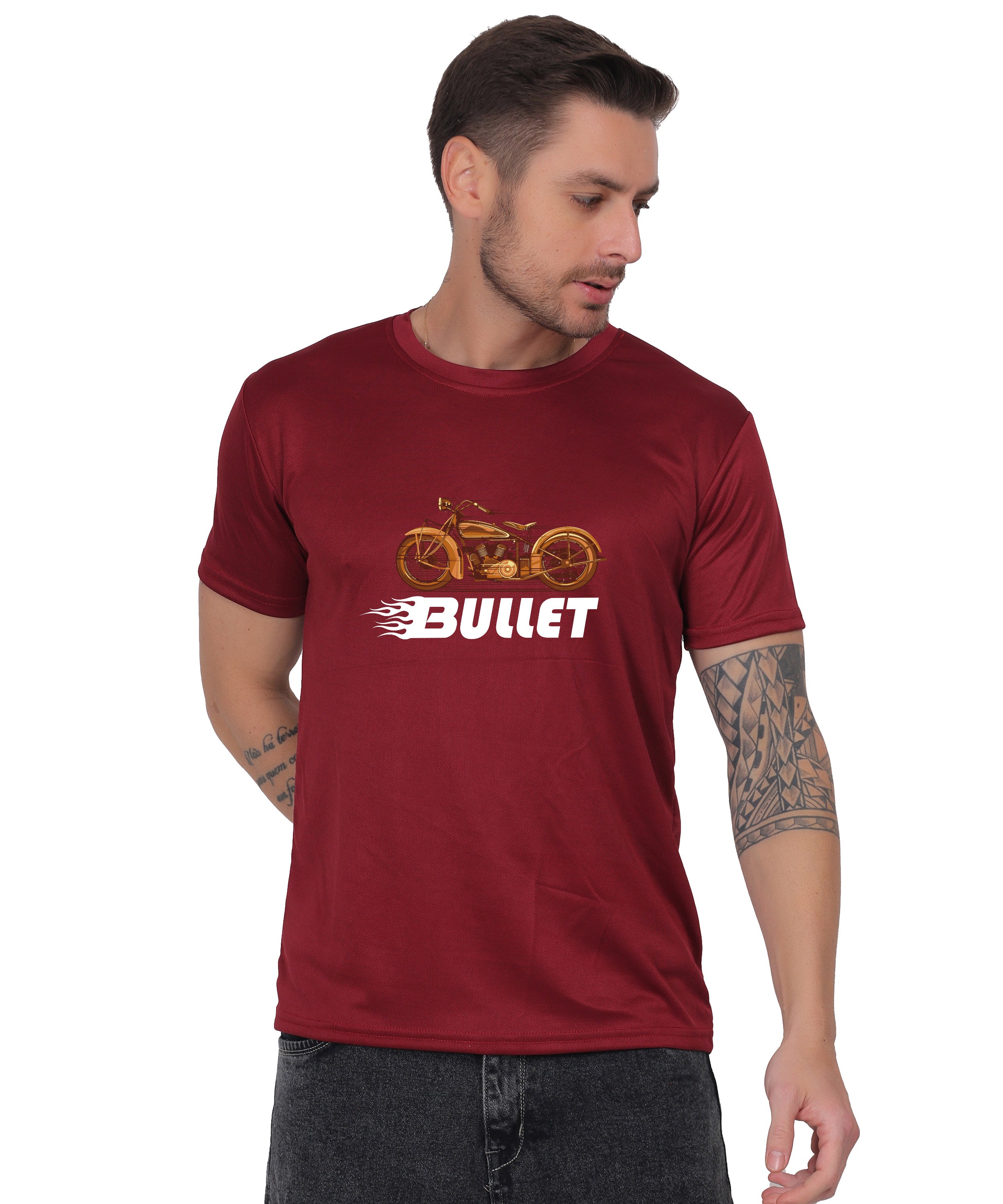 Religious Graphic T-Shirt, Cotton Blend, Short Sleeve Crew Neck, Bullet Design