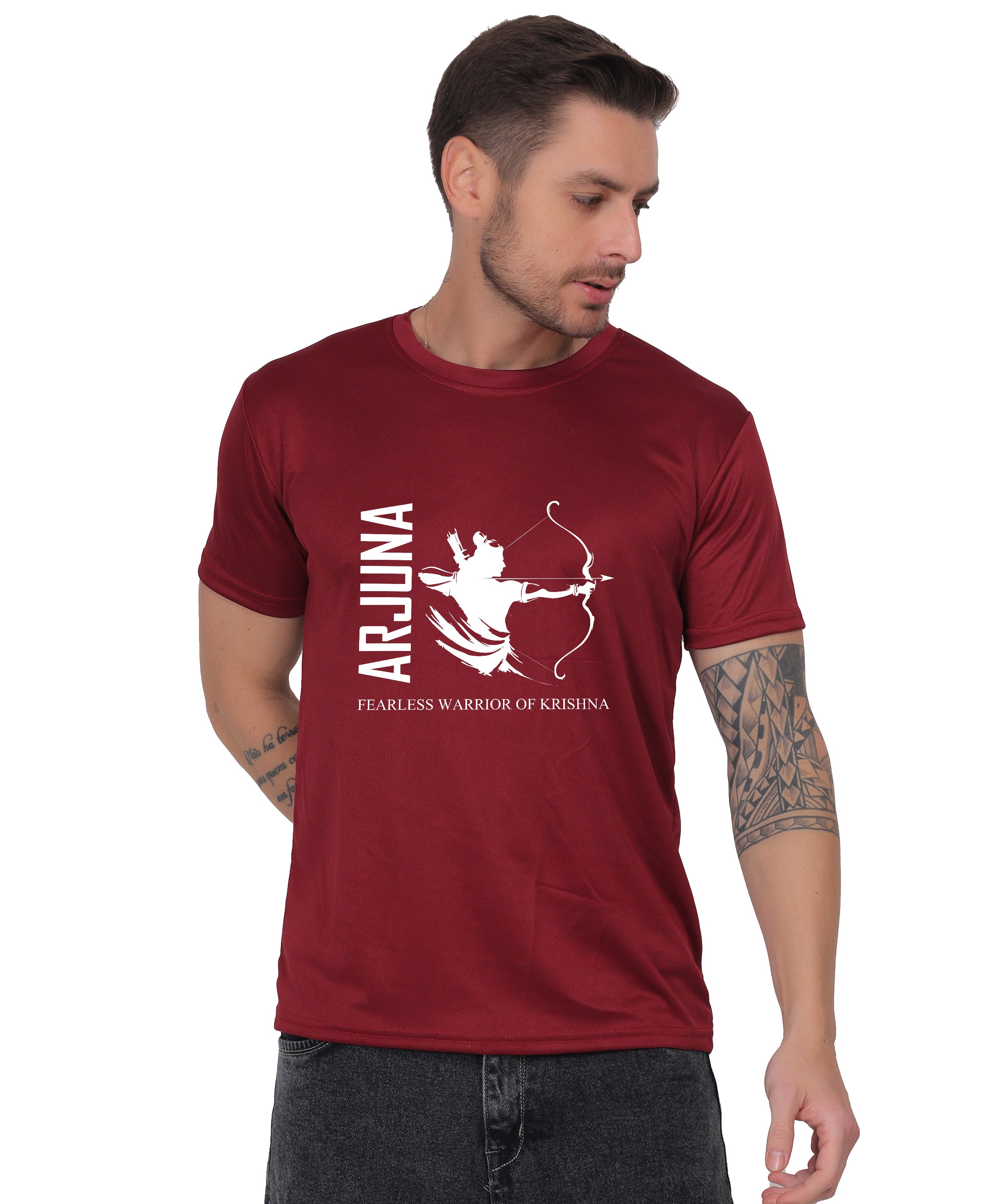 Arjuna Warrior of Krishna Graphic T-Shirt, Cotton, Short Sleeve, Round Neck