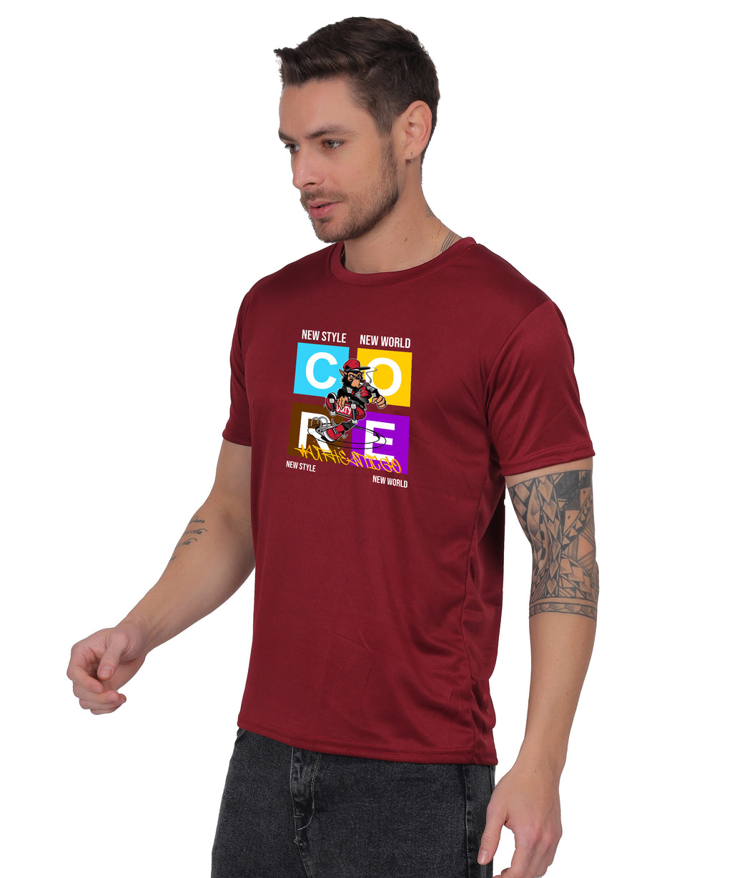 Generic New Style New World Monkey Graphic Cotton T-Shirt, Black, Regular Fit, Short Sleeve, Crew Neck