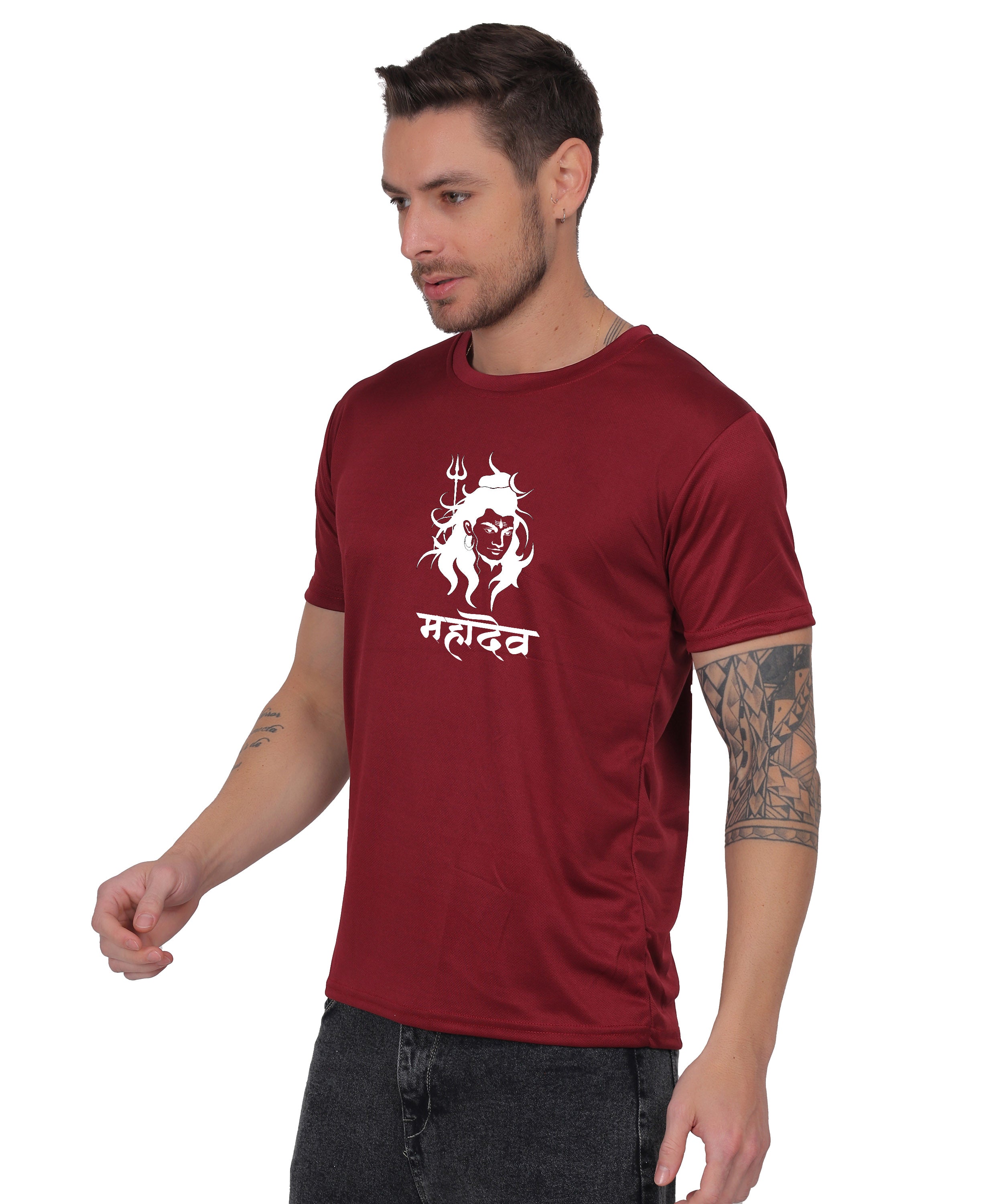 Mahadev Graphic Print Cotton T-Shirt, Round Neck, Short Sleeve