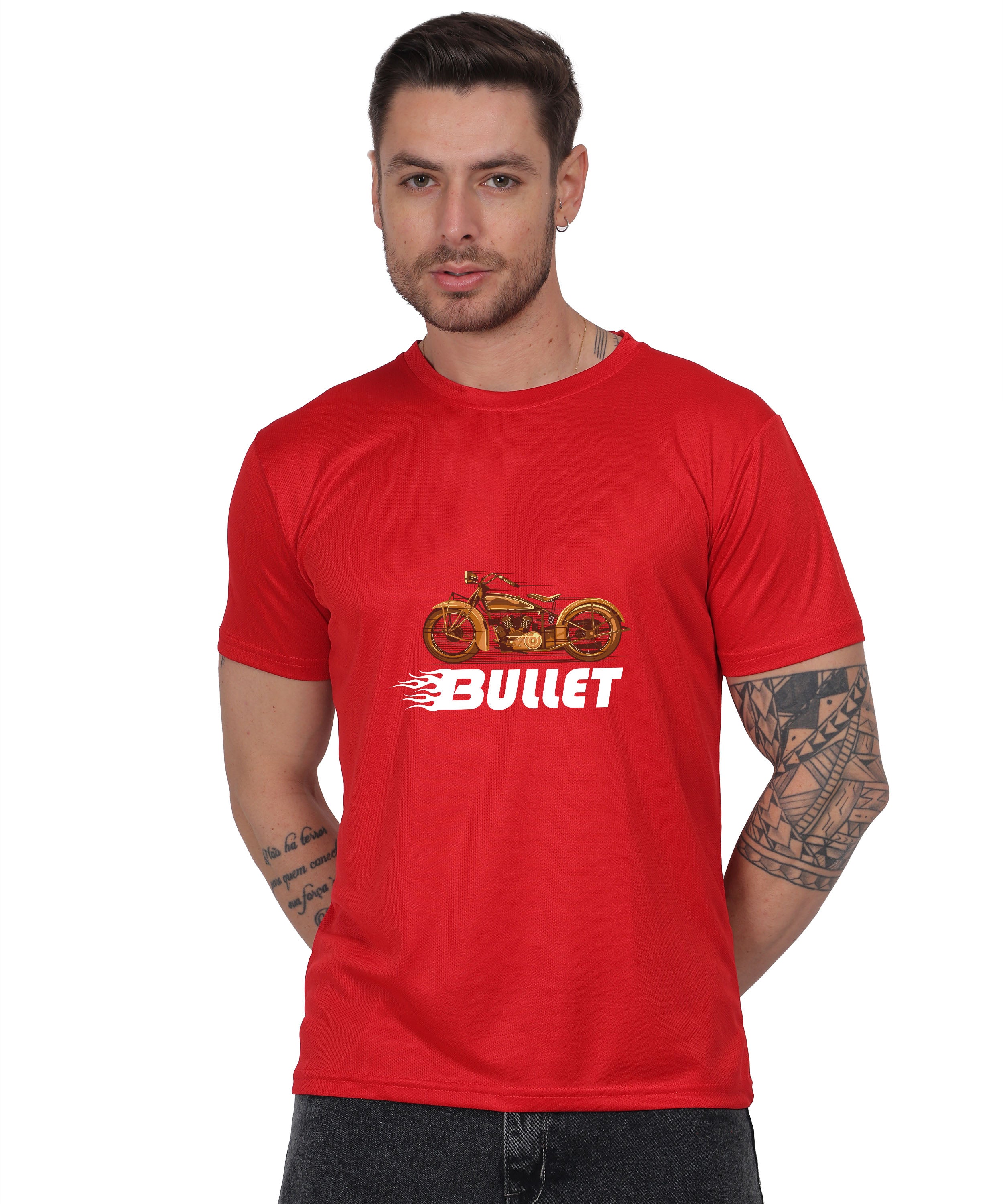 Religious Graphic T-Shirt, Cotton Blend, Short Sleeve Crew Neck, Bullet Design