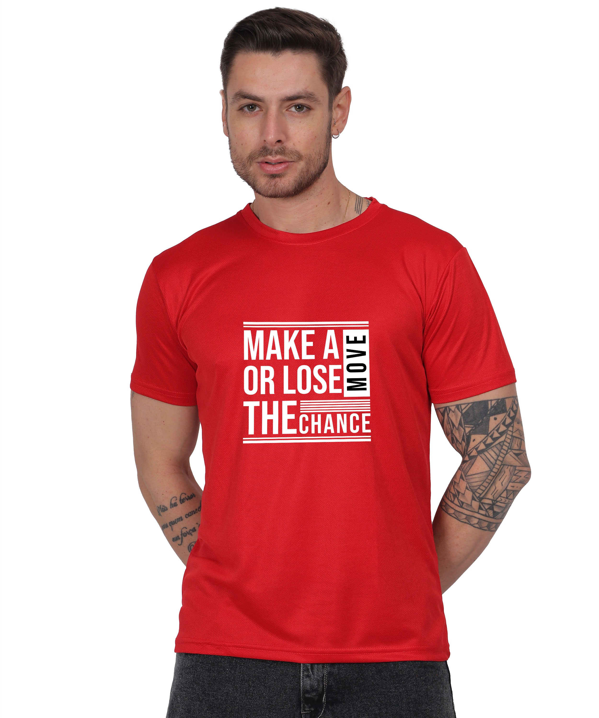 Motivational Graphic T-Shirt, Cotton Blend, Short Sleeve, Regular Fit, Make A Move Design