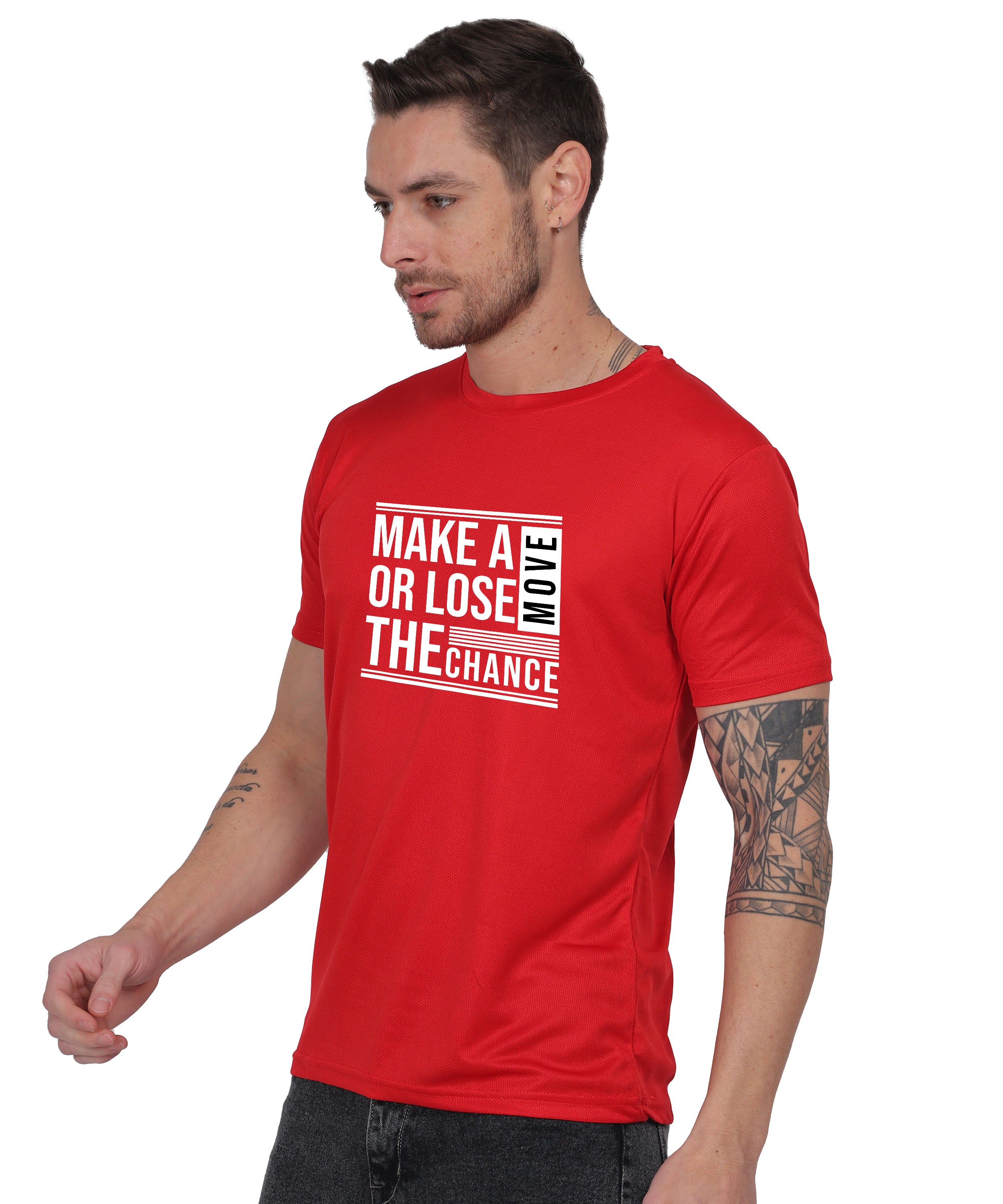 Motivational Graphic T-Shirt, Cotton Blend, Short Sleeve, Regular Fit, Make A Move Design