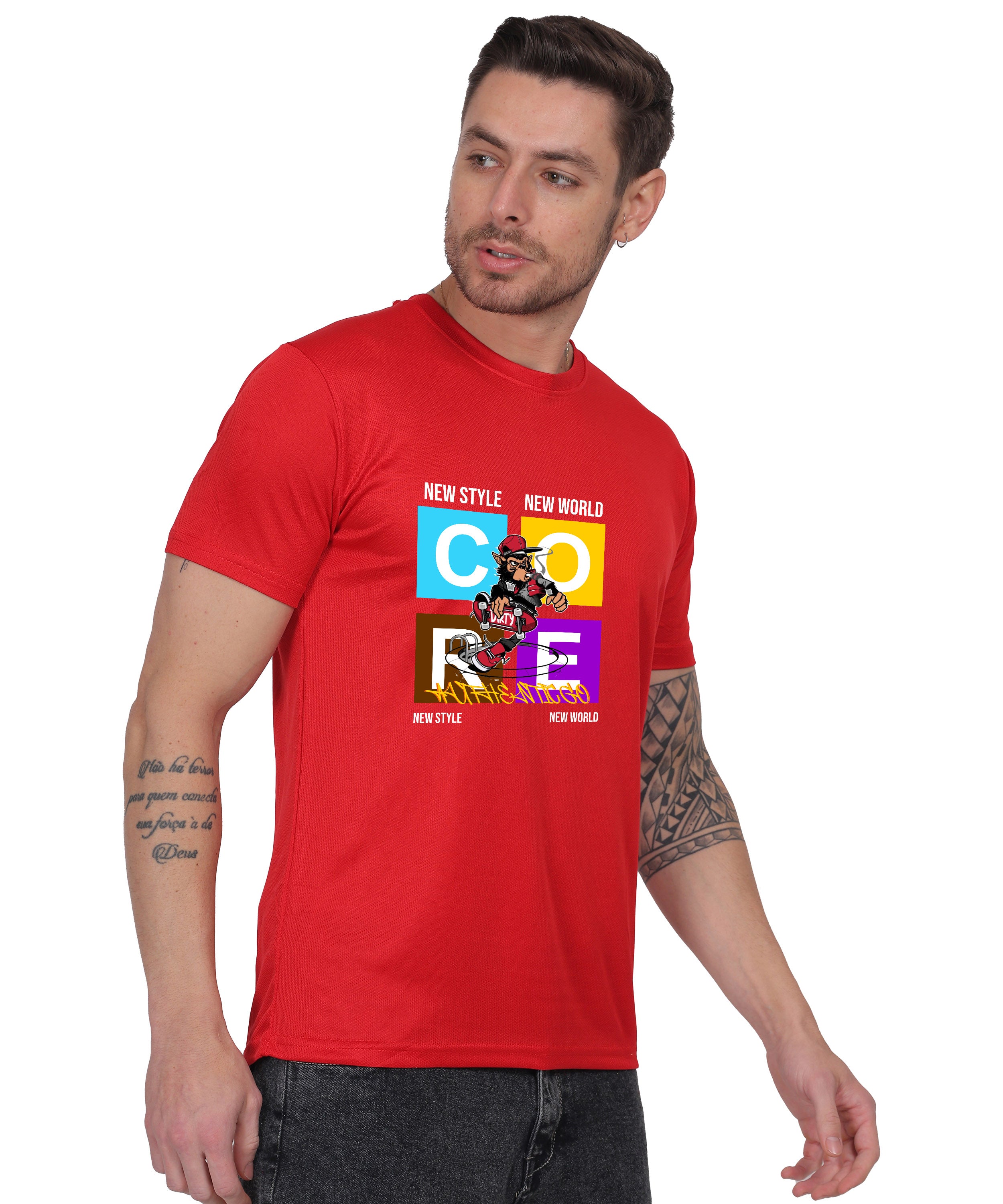 Generic New Style New World Monkey Graphic Cotton T-Shirt, Black, Regular Fit, Short Sleeve, Crew Neck
