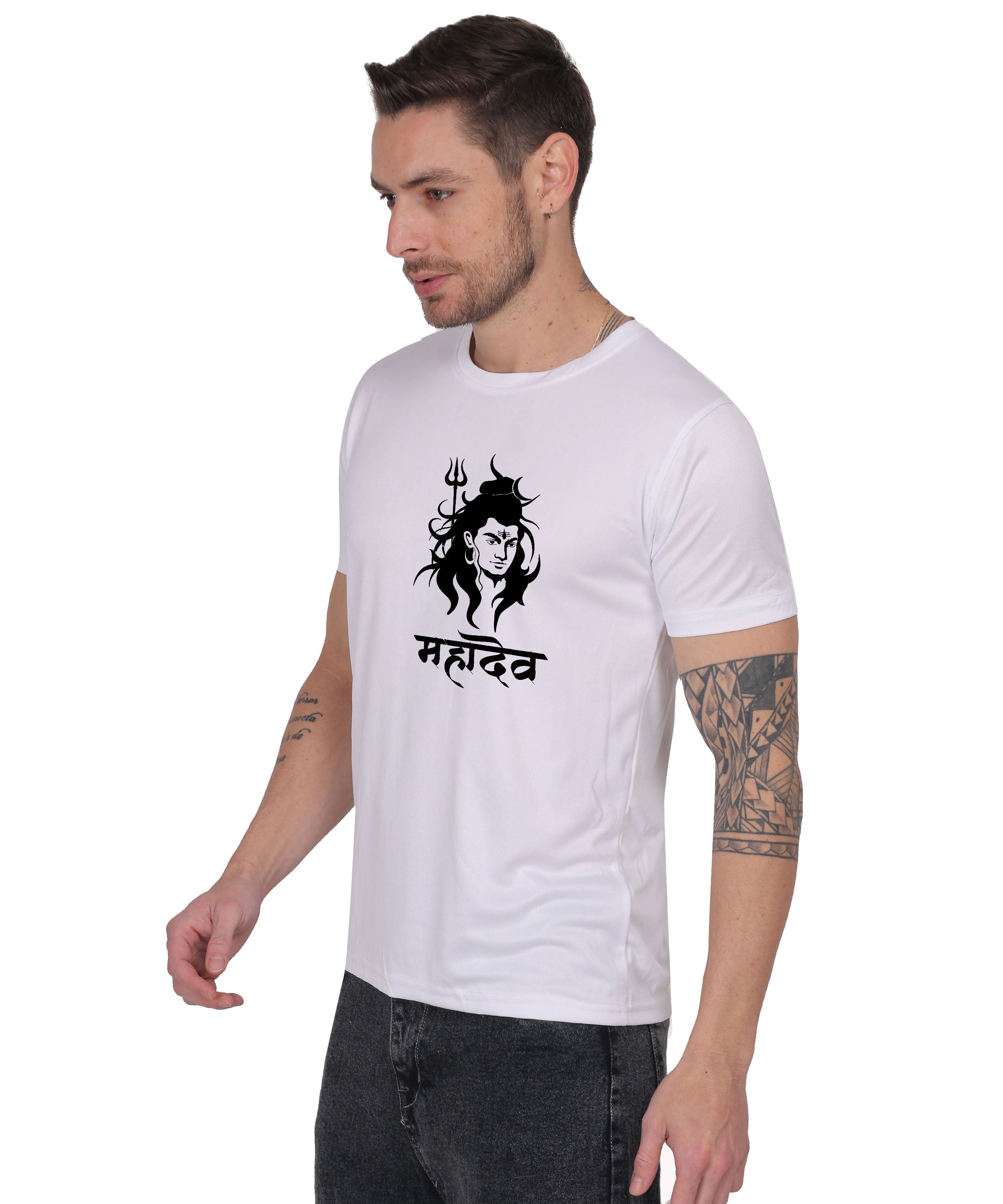 Mahadev Graphic Print Cotton T-Shirt, Round Neck, Short Sleeve