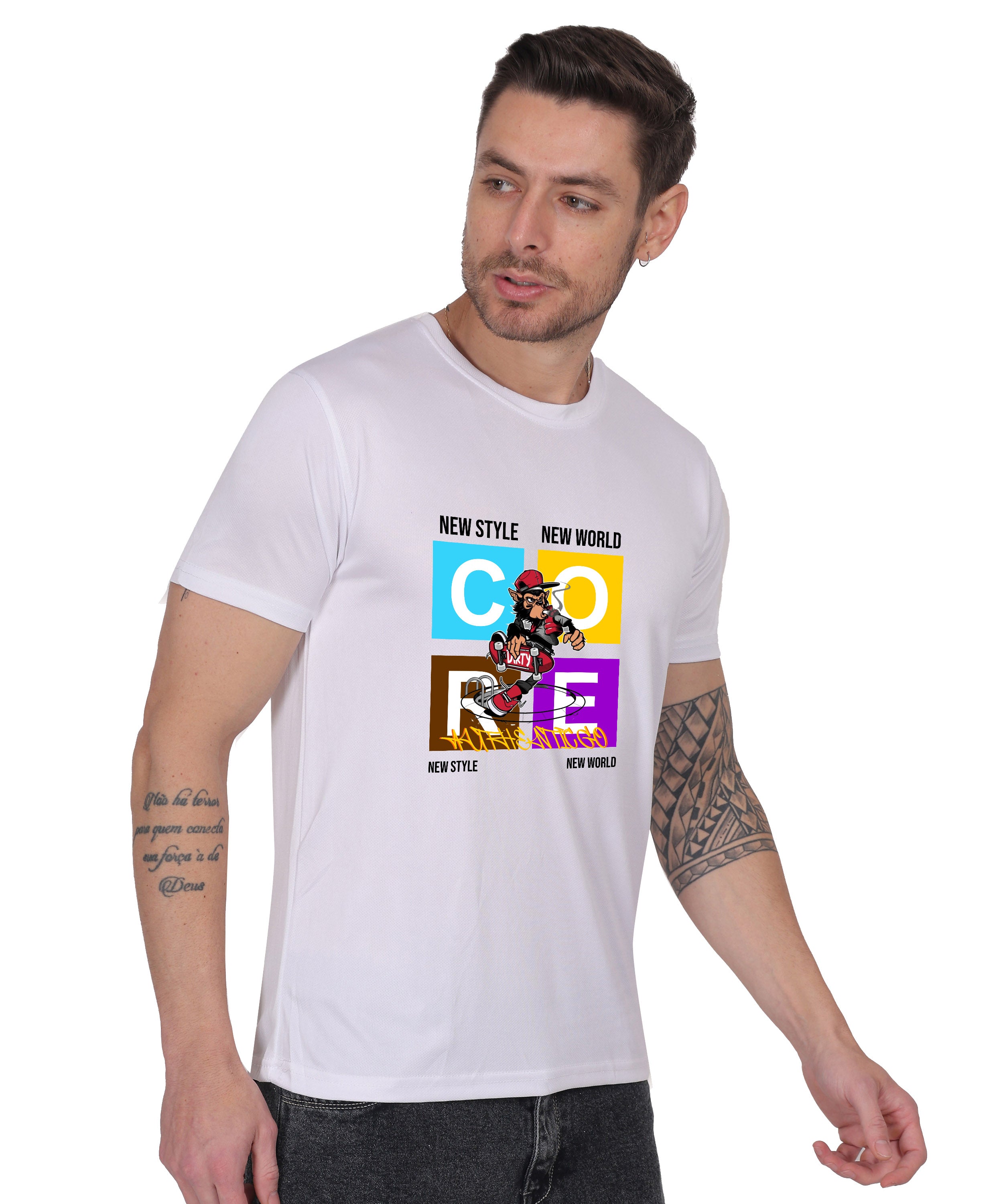 Generic New Style New World Monkey Graphic Cotton T-Shirt, Black, Regular Fit, Short Sleeve, Crew Neck