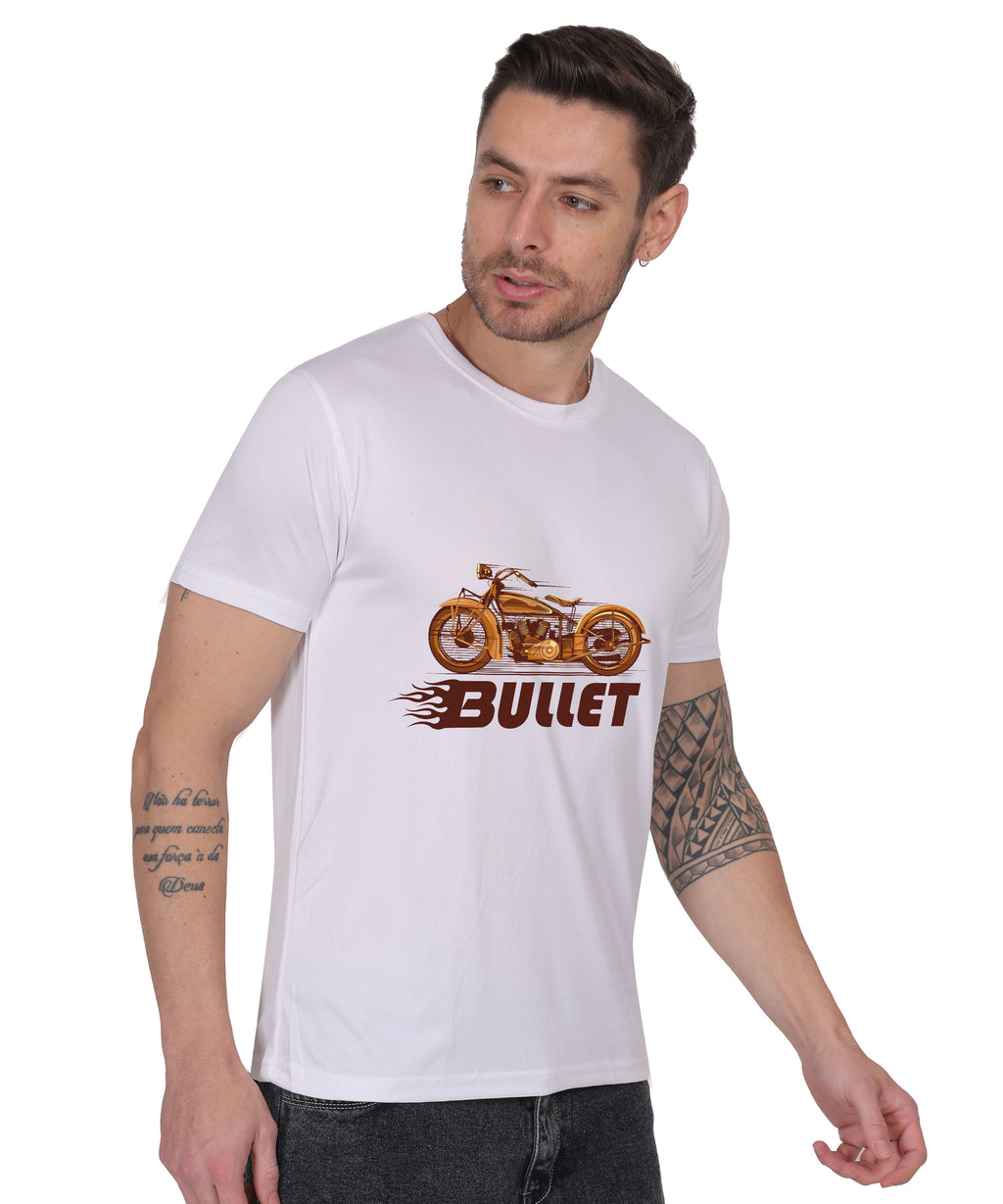 Religious Graphic T-Shirt, Cotton Blend, Short Sleeve Crew Neck, Bullet Design