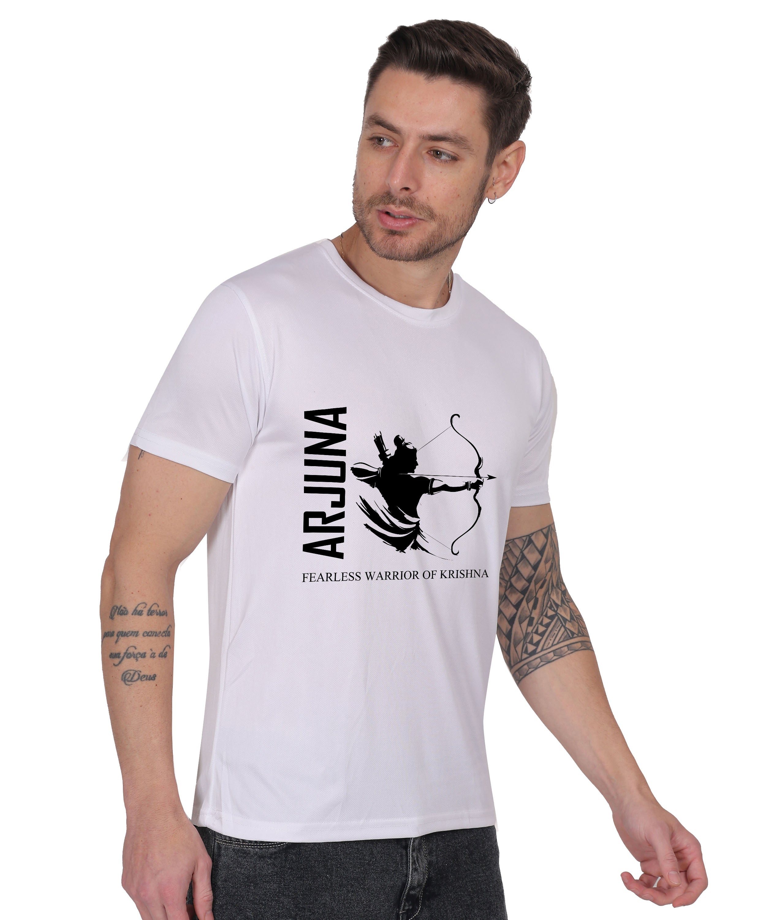 Arjuna Warrior of Krishna Graphic T-Shirt, Cotton, Short Sleeve, Round Neck
