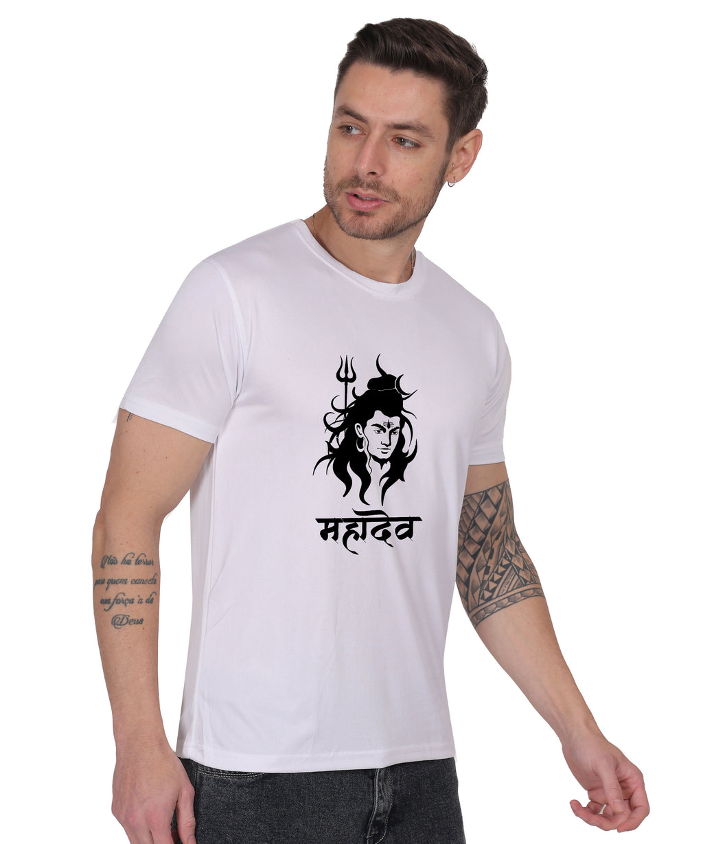 Mahadev Graphic Print Cotton T-Shirt, Round Neck, Short Sleeve