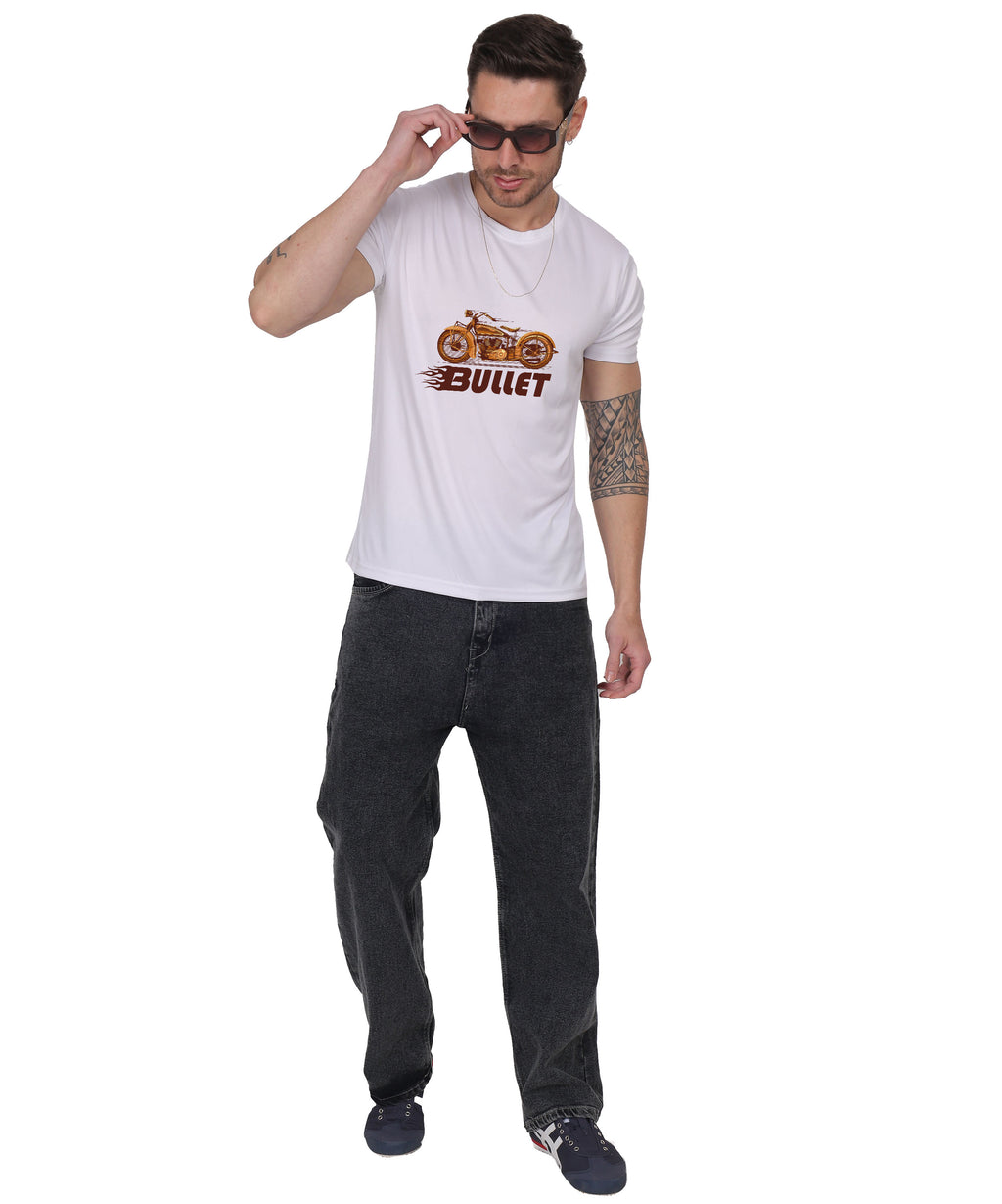 Religious Graphic T-Shirt, Cotton Blend, Short Sleeve Crew Neck, Bullet Design