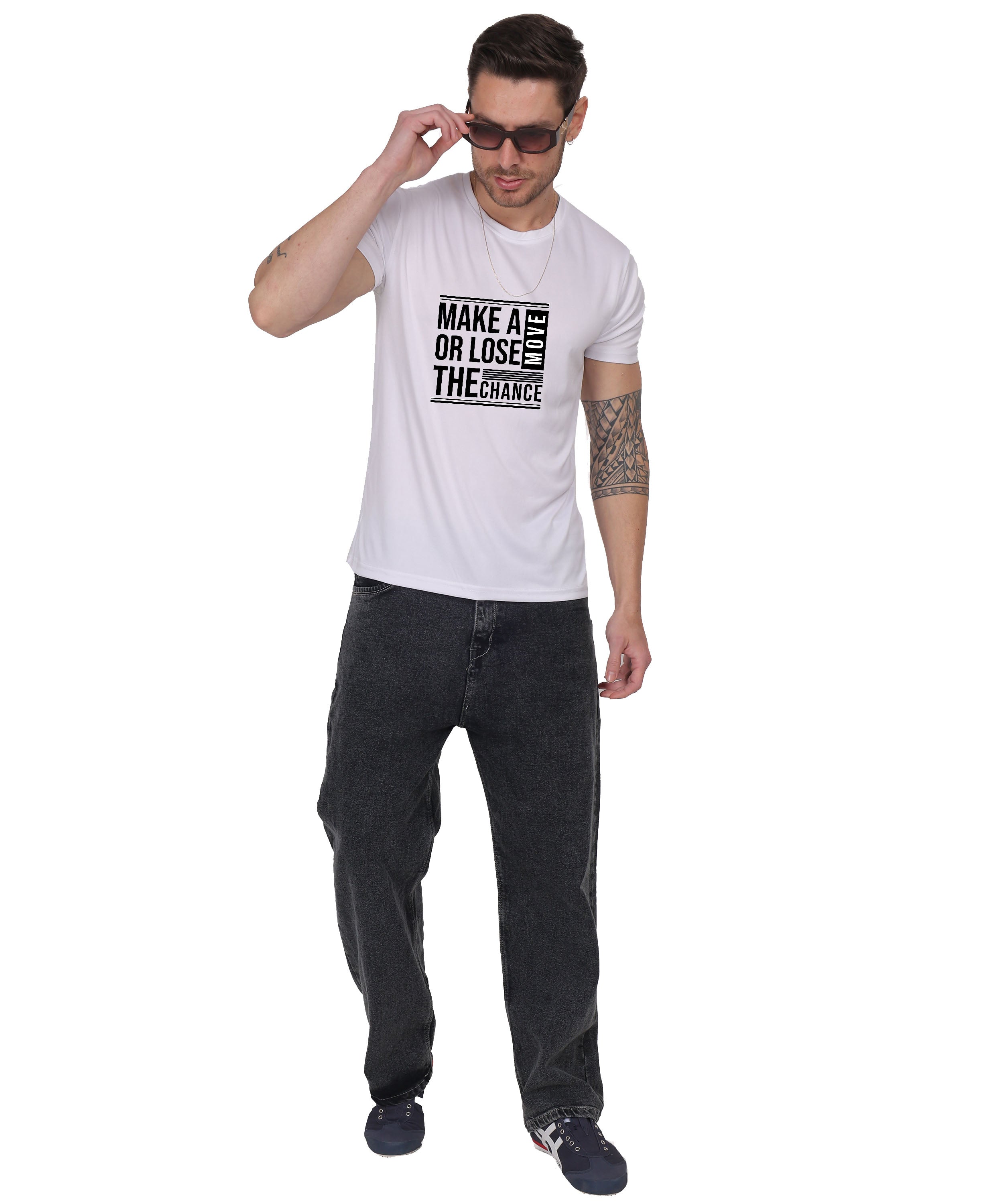 Motivational Graphic T-Shirt, Cotton Blend, Short Sleeve, Regular Fit, Make A Move Design