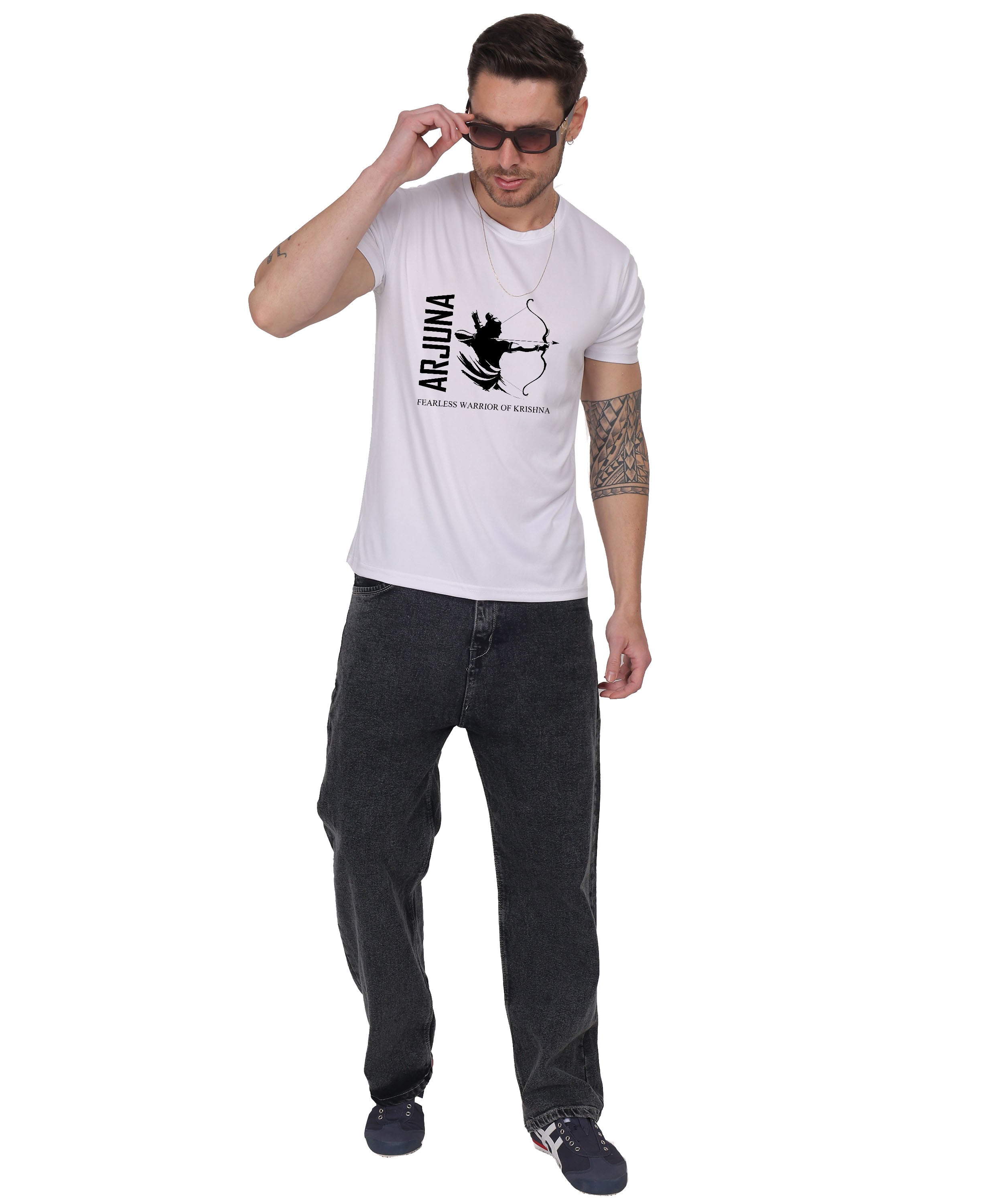 Arjuna Warrior of Krishna Graphic T-Shirt, Cotton, Short Sleeve, Round Neck