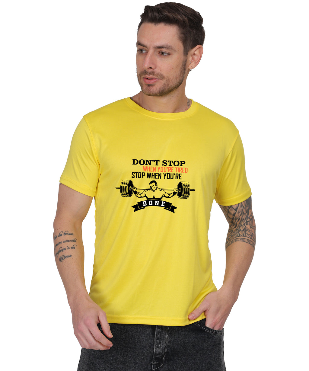 Motivational Gym Workout T-Shirt, Cotton, Short Sleeve, Regular Fit, Barbell Design