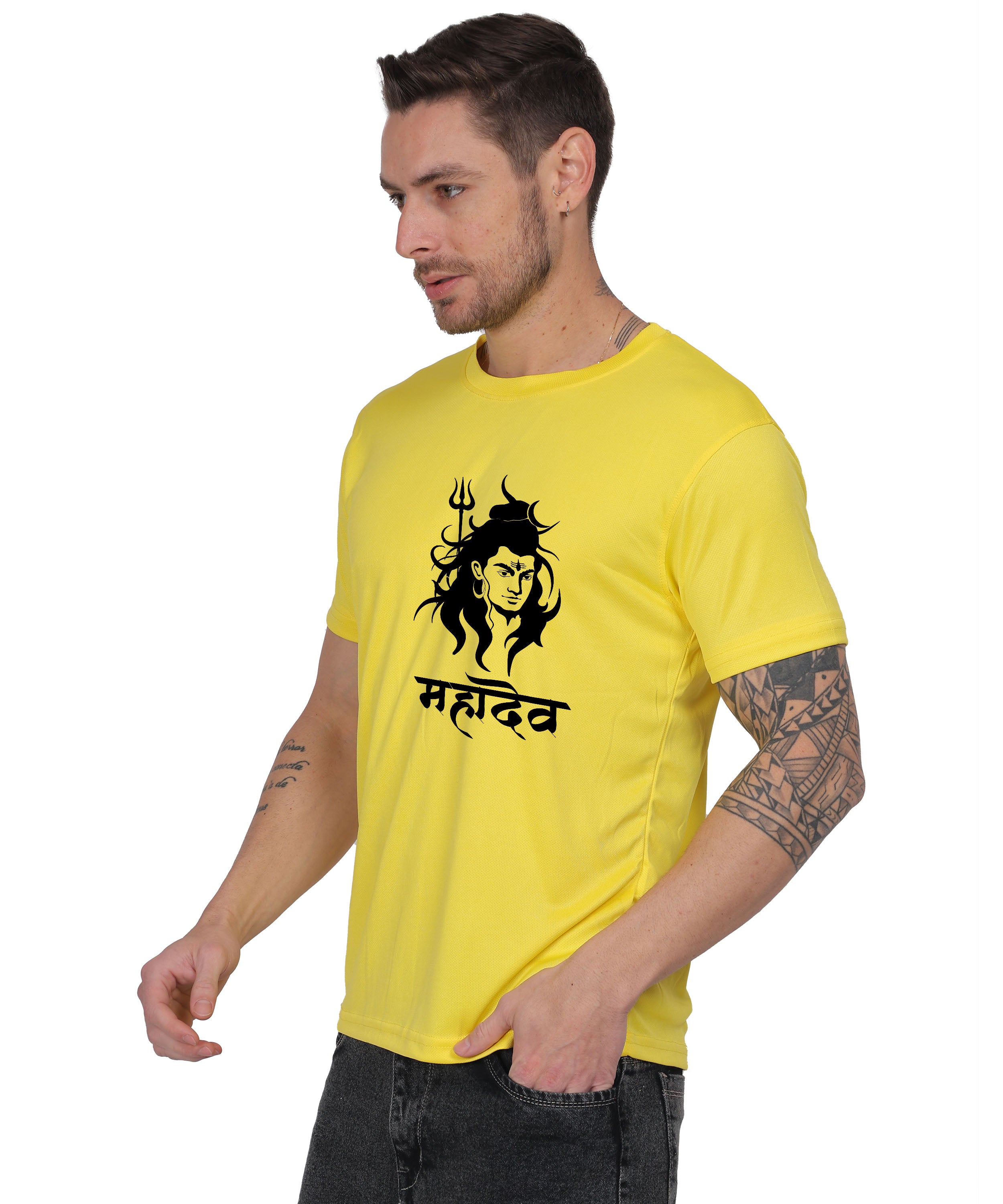Mahadev Graphic Print Cotton T-Shirt, Round Neck, Short Sleeve