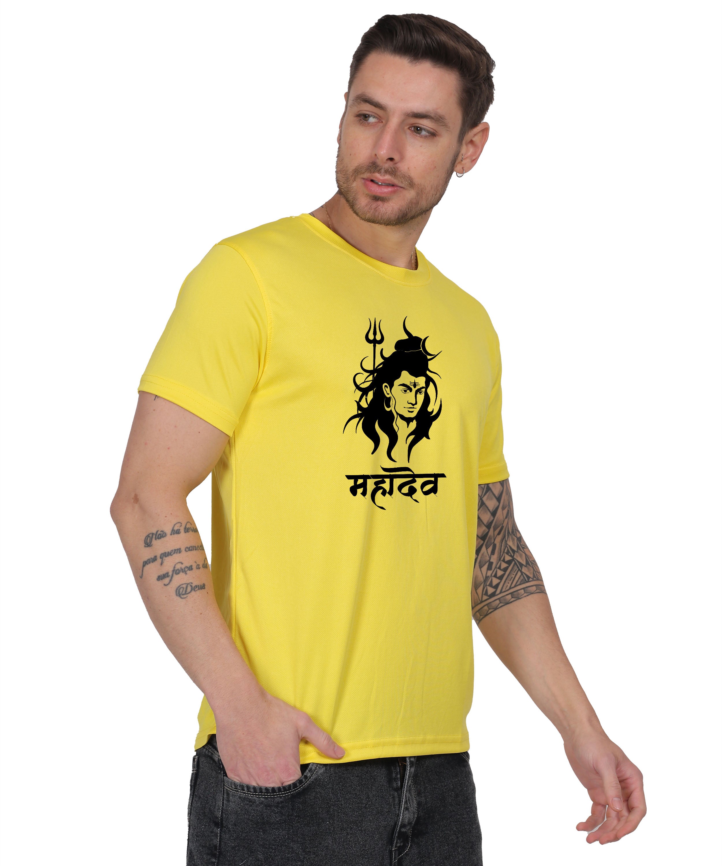 Mahadev Graphic Print Cotton T-Shirt, Round Neck, Short Sleeve