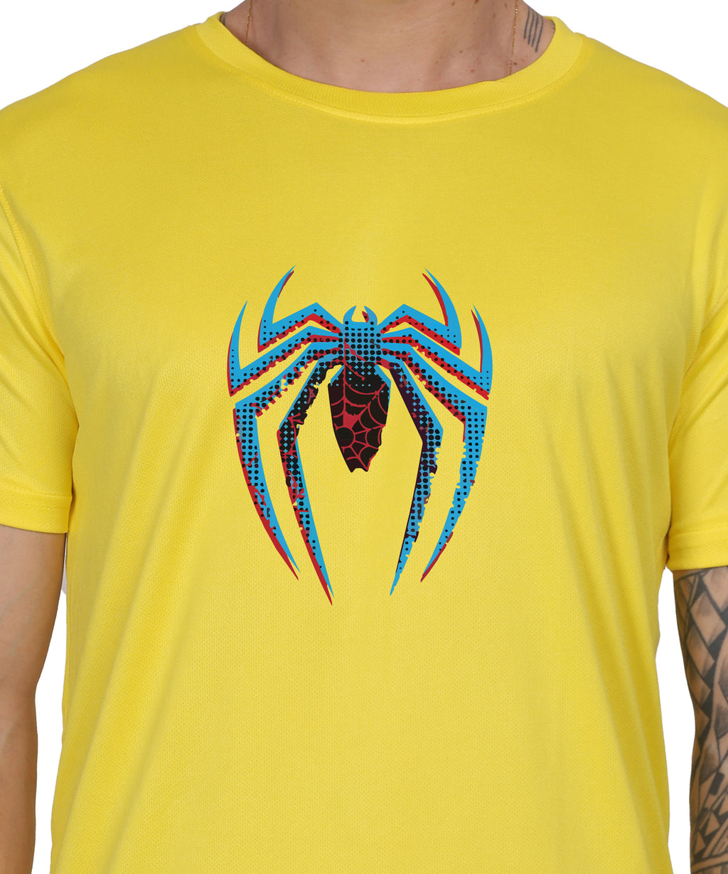 Generic Spider Graphic T-Shirt, Black Cotton, Short Sleeve, Regular Fit, Crew Neck