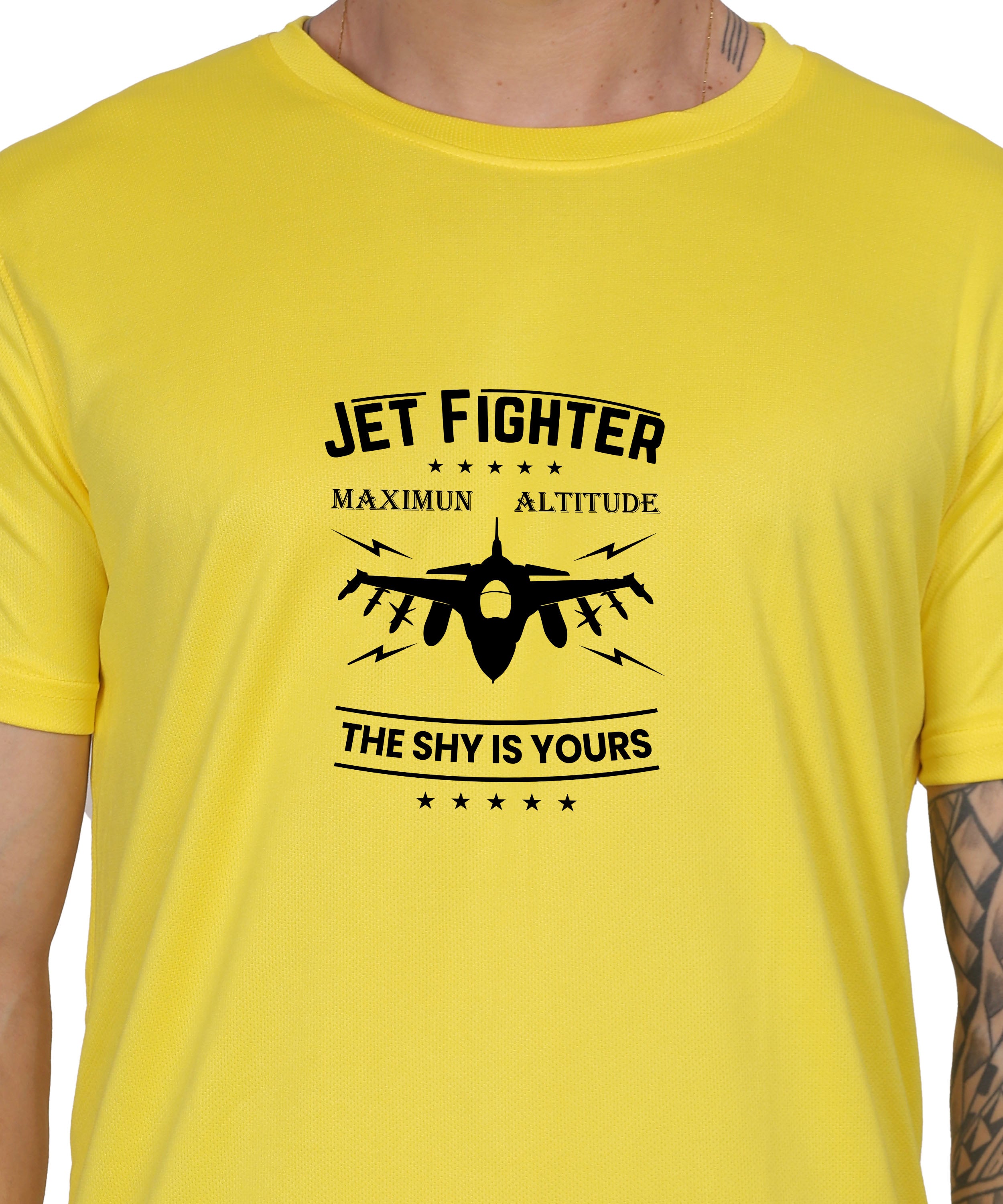 Jet Fighter Graphic T-Shirt, Maximum Altitude Design, Short Sleeve, Casual Wear