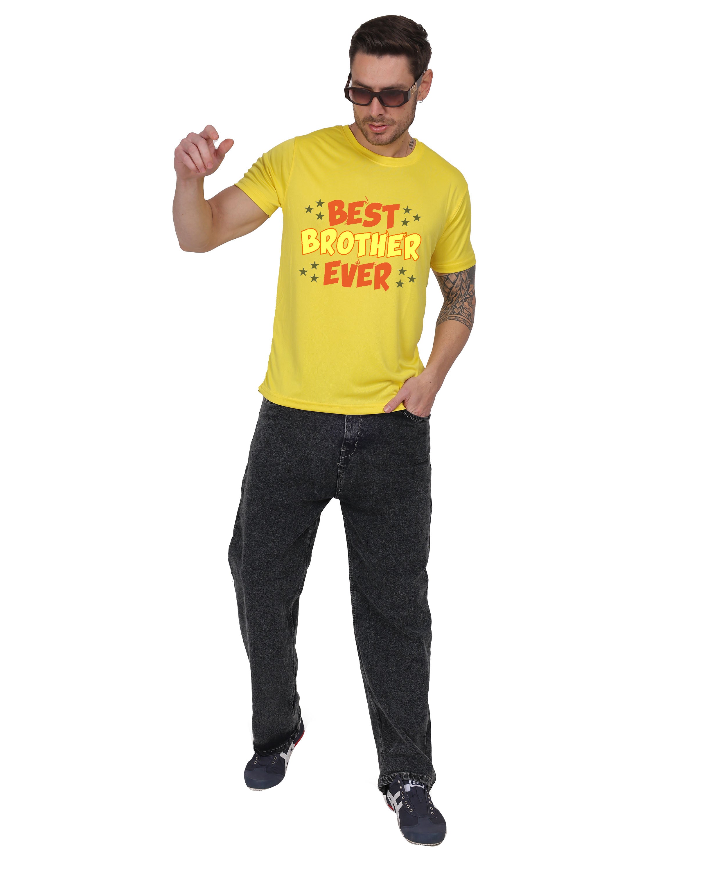 Best Brother Ever Graphic T-Shirt, Black Cotton, Crew Neck